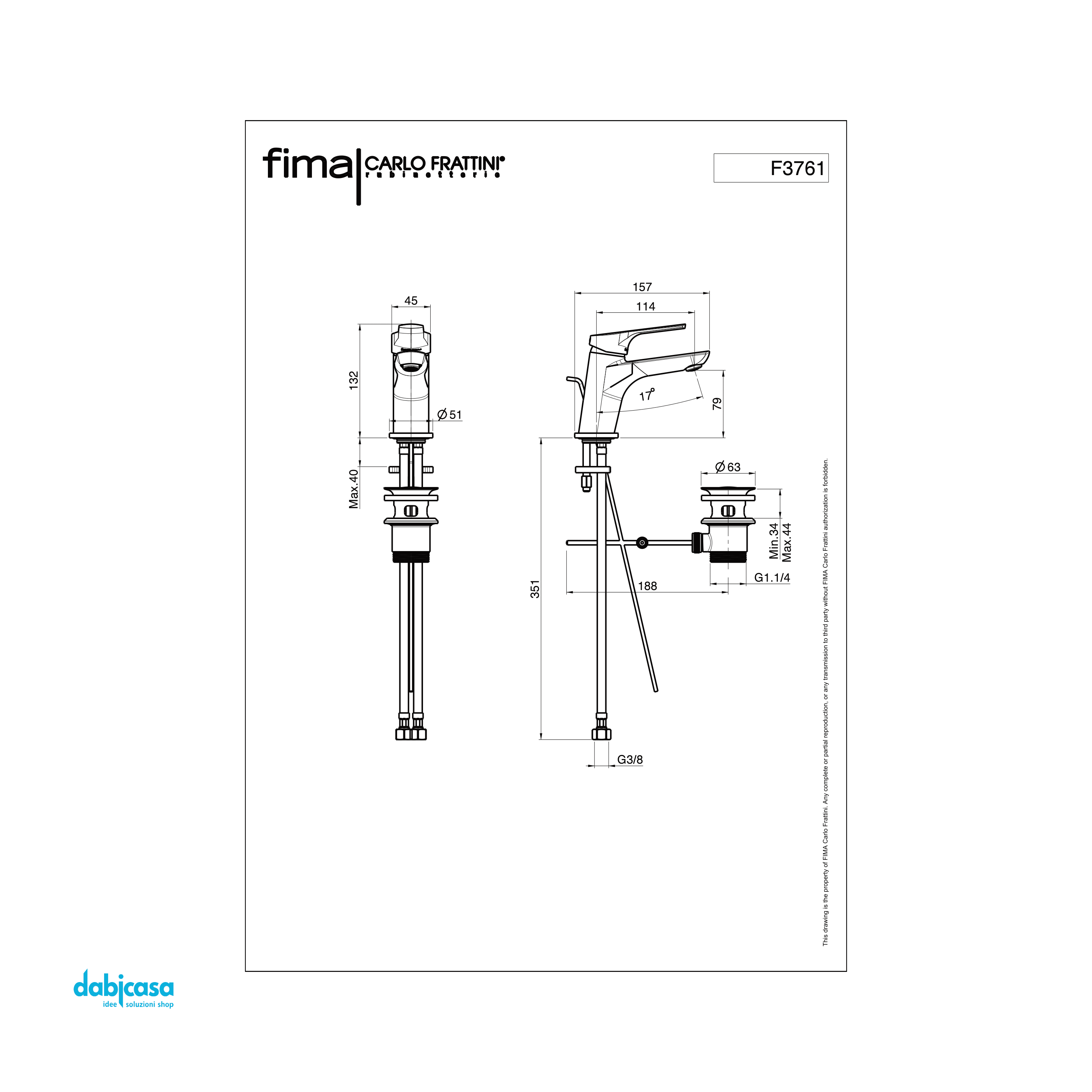 Fima Frattini "Serie 4" Miscelatore Lavabo Con Scarico Automatico