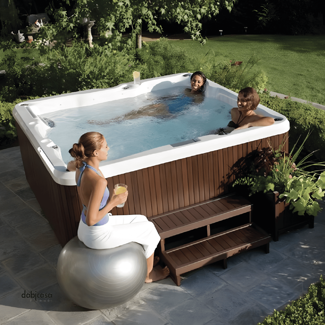 Jacuzzi "J - 235" Mini Piscina Spa Idromassaggio Da 231x231 Interno Platinum Rivestimento SilverWood - Dabicasa