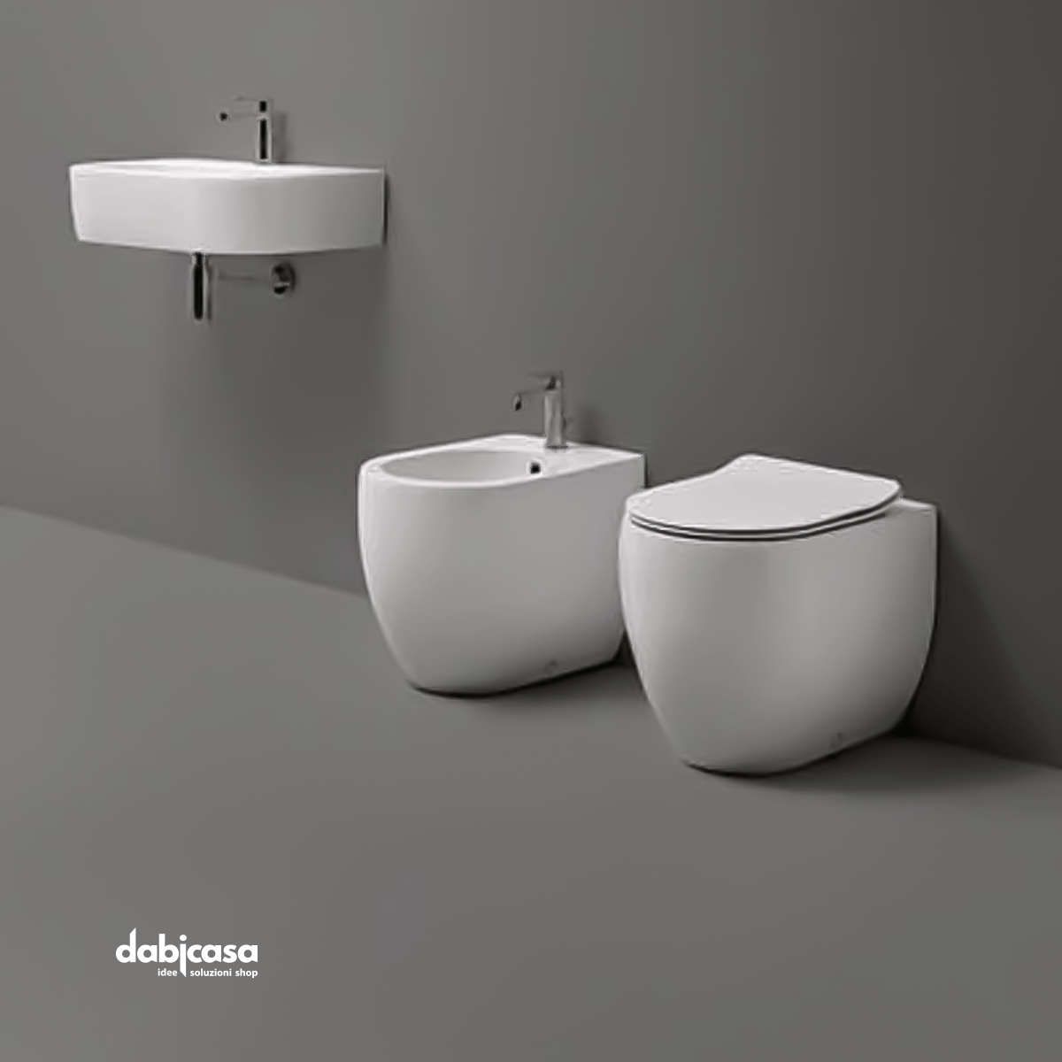 Kerasan "Flo 52" Bidet Da Terra Filo Parete Bianco Lucido - Dabicasa