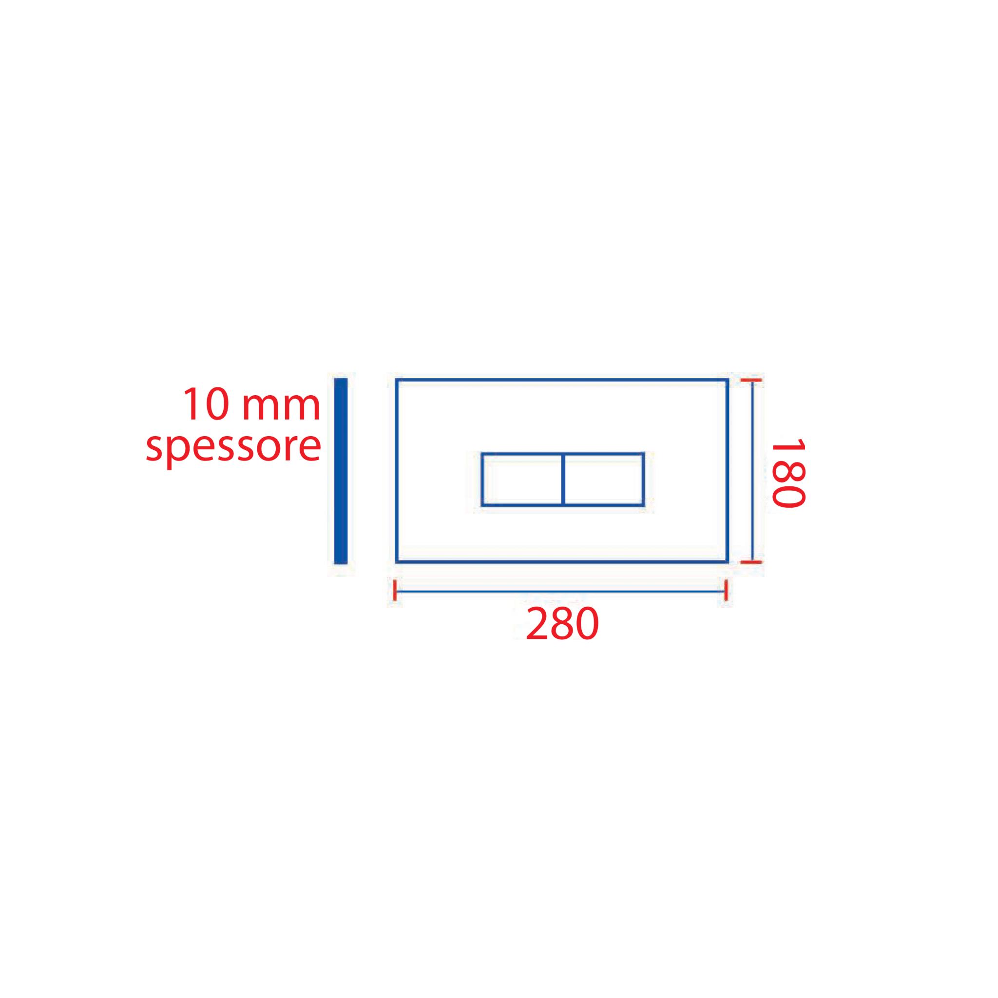 Kit Placca Di Azionamento Doppio Pulsante Spessore 10 mm Pucciplast "Eco Rinnova" Bianco Lucido - Dabicasa