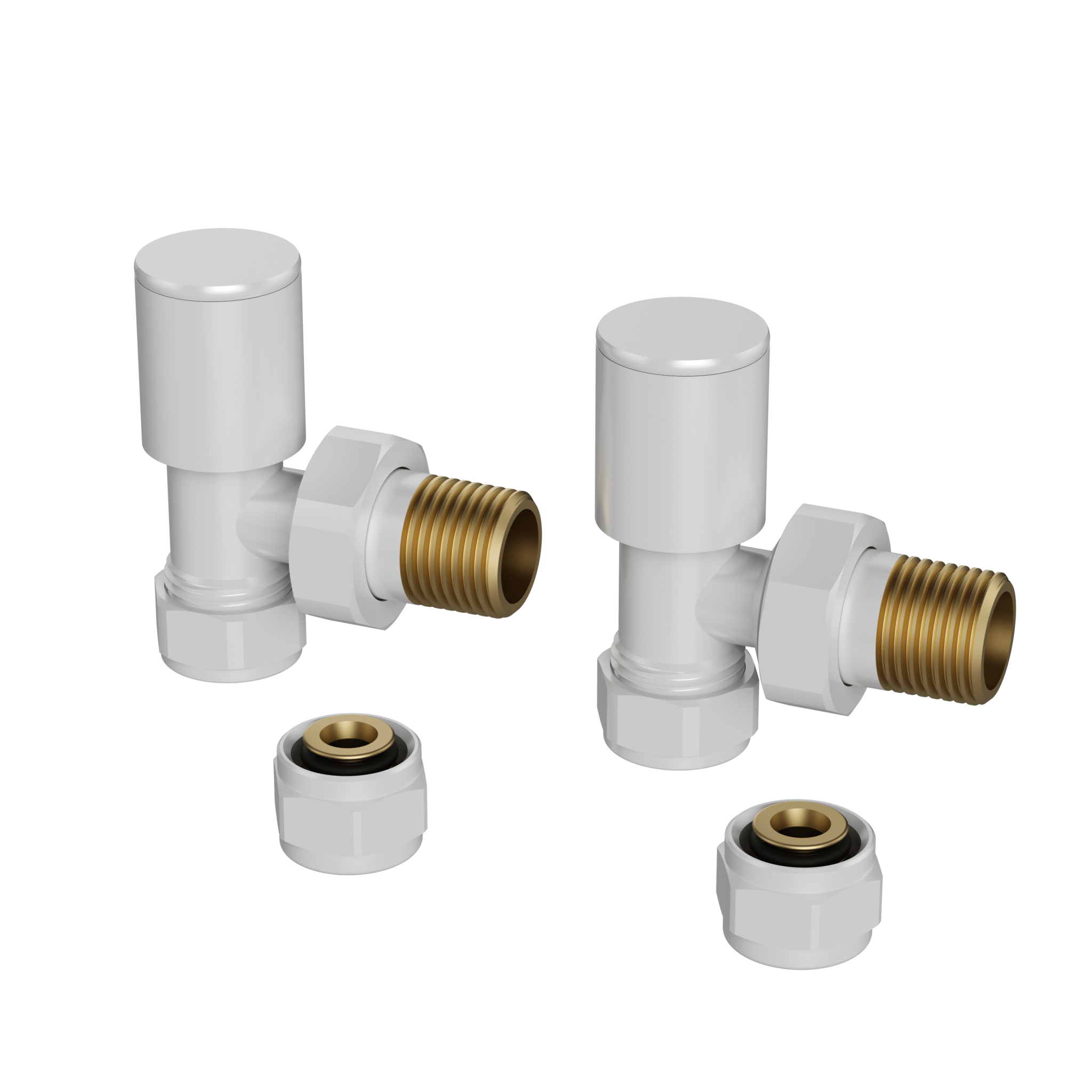 Kit Valvola e Detentore 16x2 mm Con Raccordi Per Tubi In Multistrato Feridras Bianco - Dabicasa