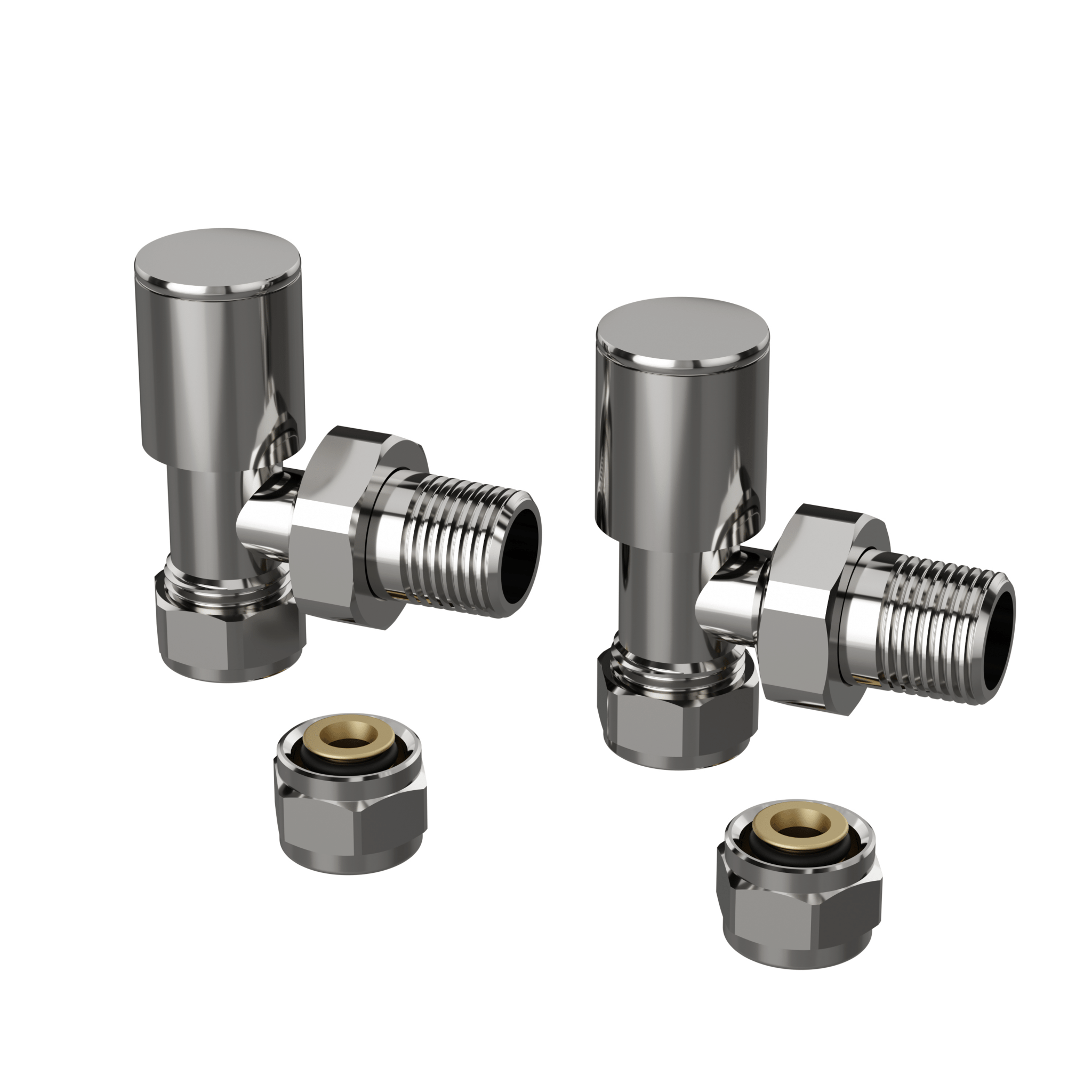 Kit Valvola e Detentore 16x2 mm Con Raccordi Per Tubi In Multistrato Feridras Cromo Lucido - Dabicasa