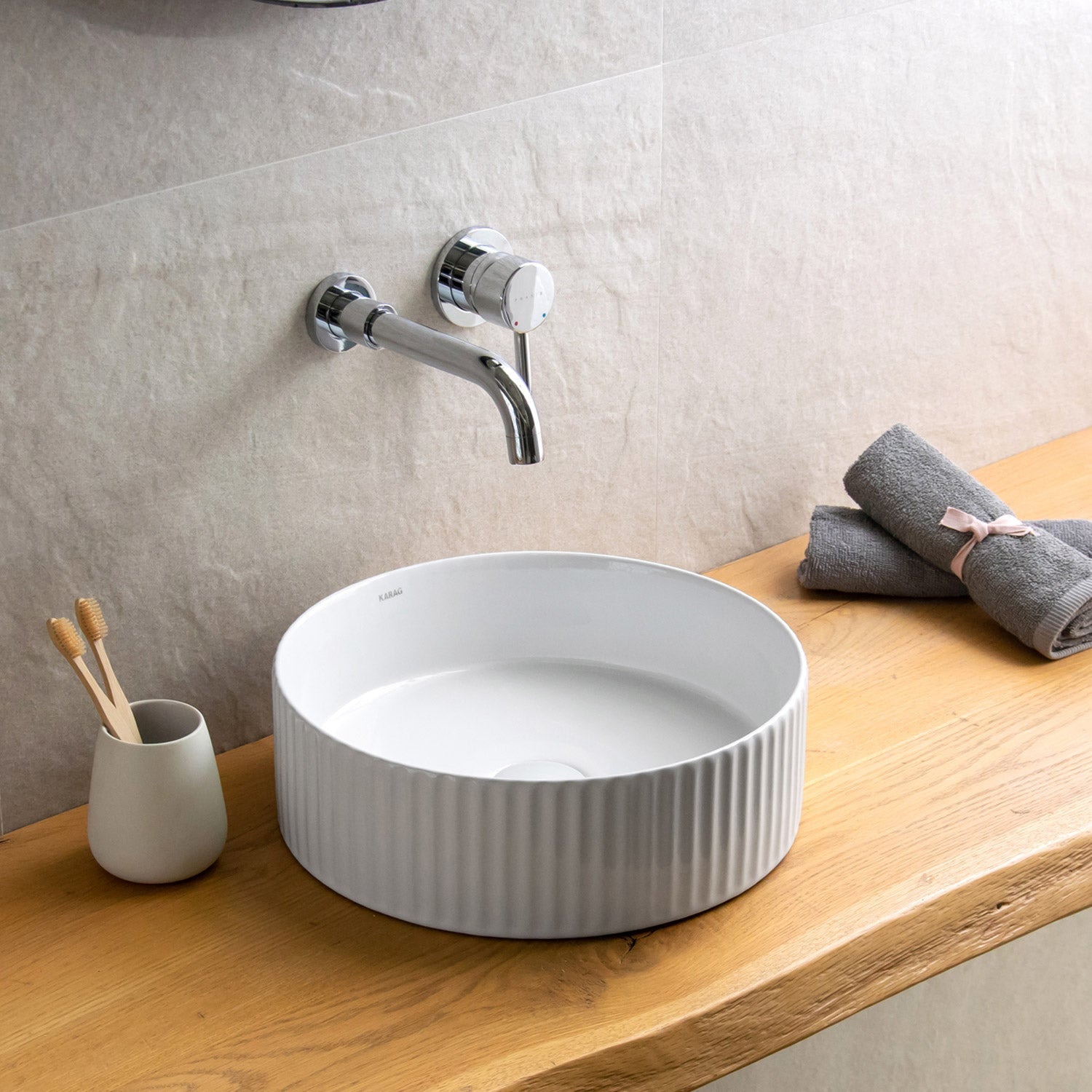 Lavabo D'Appoggio 36 Cm Karag Bianco Lucido - Dabicasa