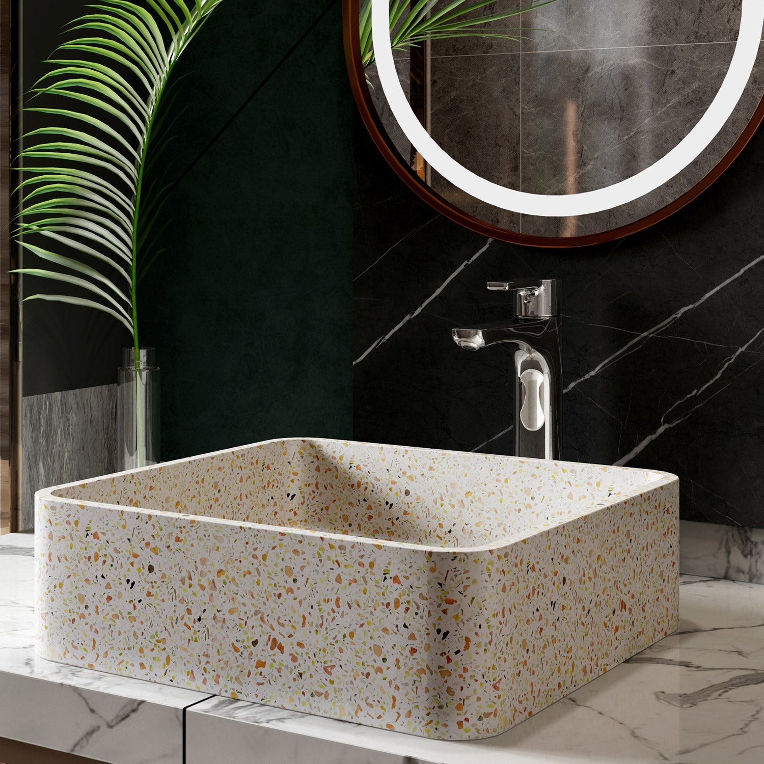Lavabo D'Appoggio 39x39 Cm Con Piletta Di Scarico Karag "Ira" Fruitcake - Dabicasa