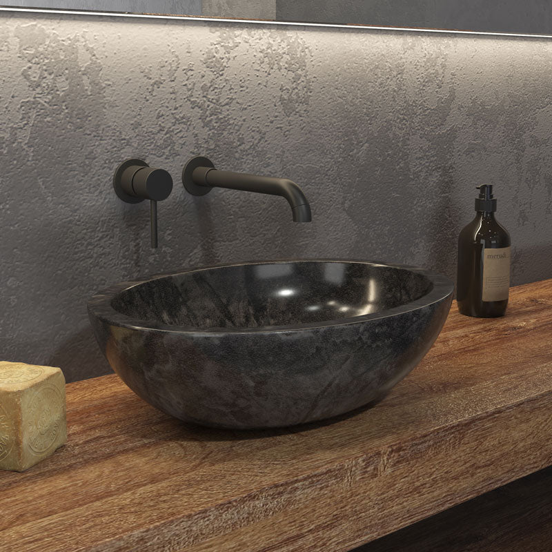 Lavabo D'Appoggio 45 Cm Karag "Leonor" Smooth Nero - Dabicasa