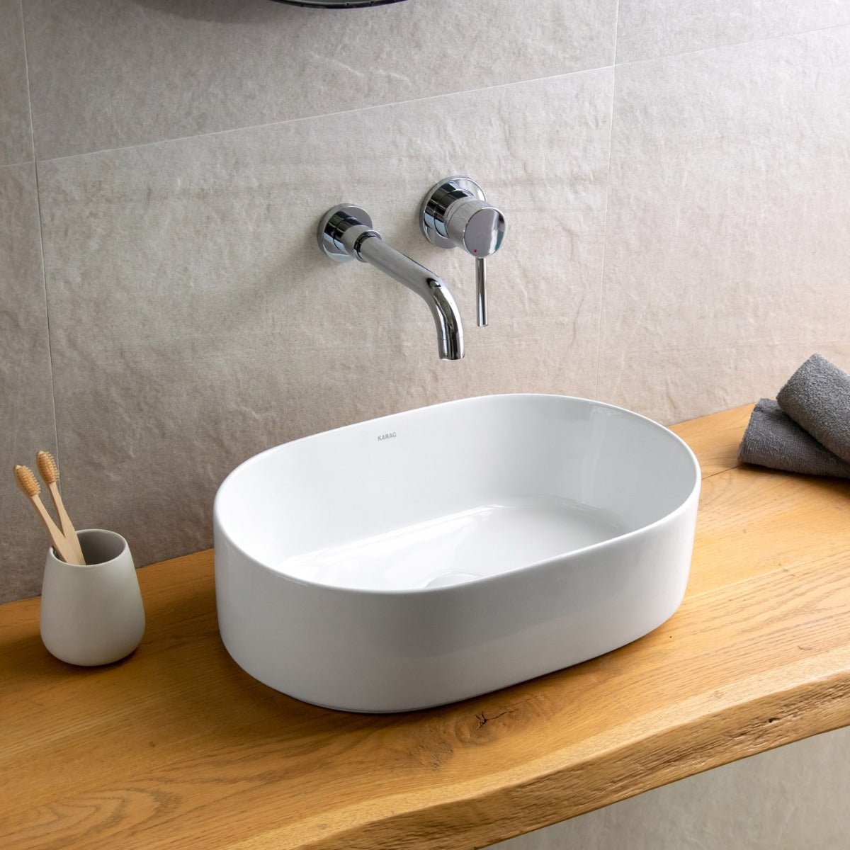 Lavabo D'Appoggio 46x31 Cm Karag Bianco Lucido - Dabicasa