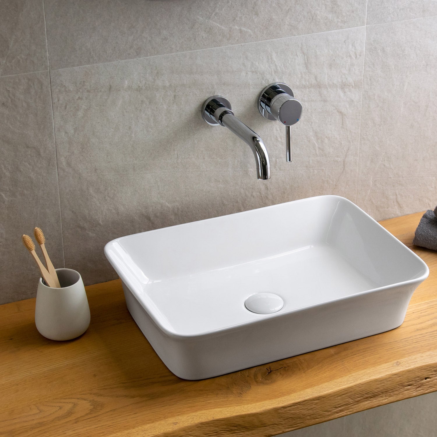 Lavabo D'Appoggio 49x35 Cm Karag Bianco Lucido - Dabicasa