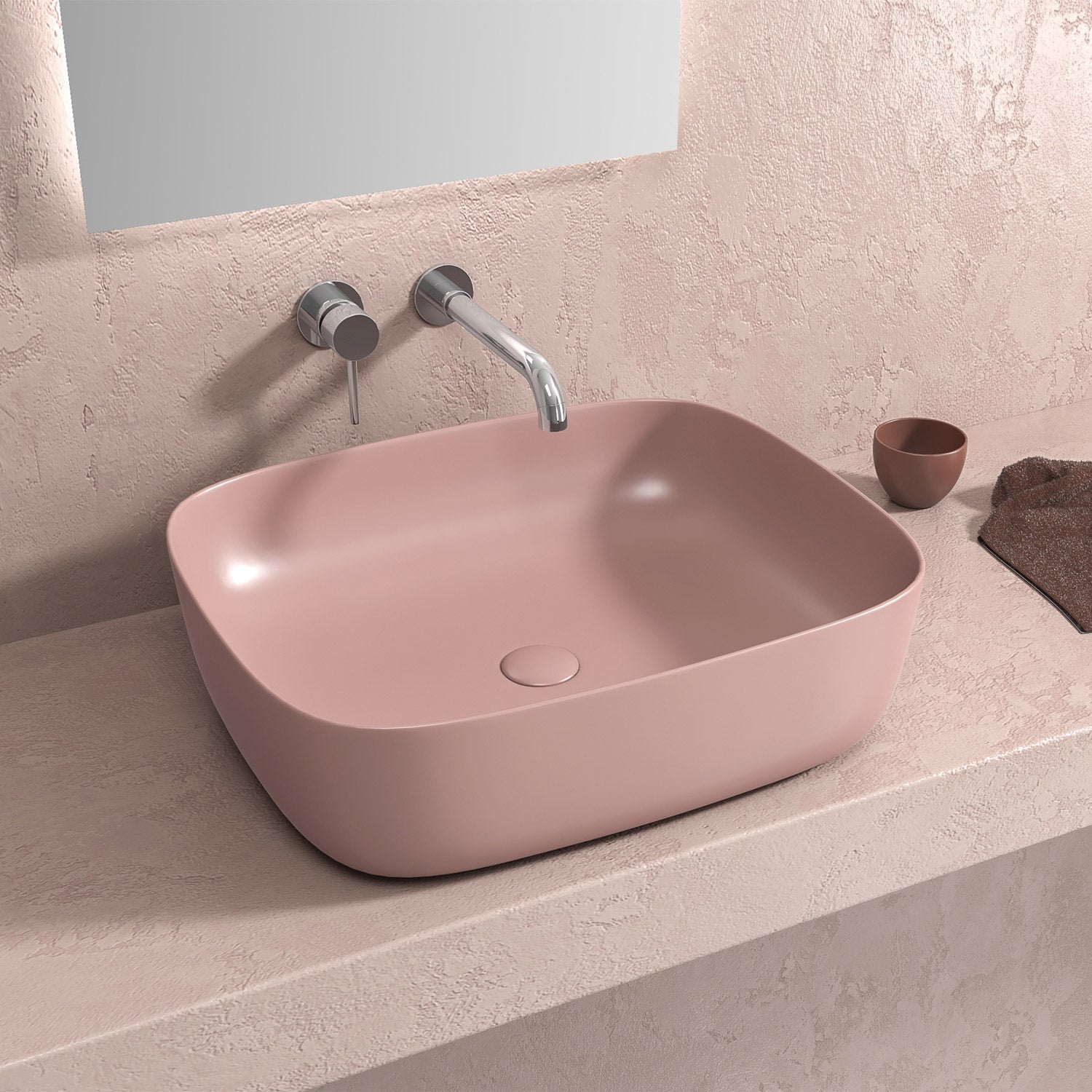 Lavabo D'Appoggio 49x39,5 Cm Karag Rosa Opaco - Dabicasa