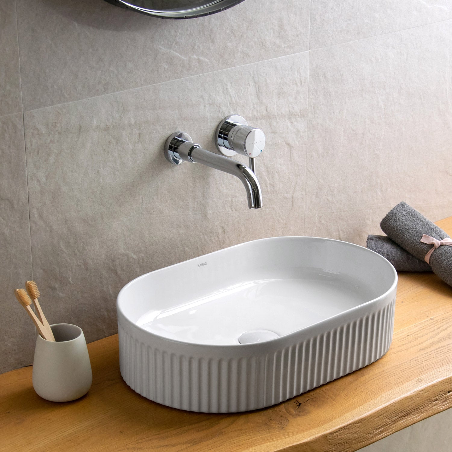 Lavabo D'Appoggio 50x32 Cm Karag Bianco Lucido - Dabicasa