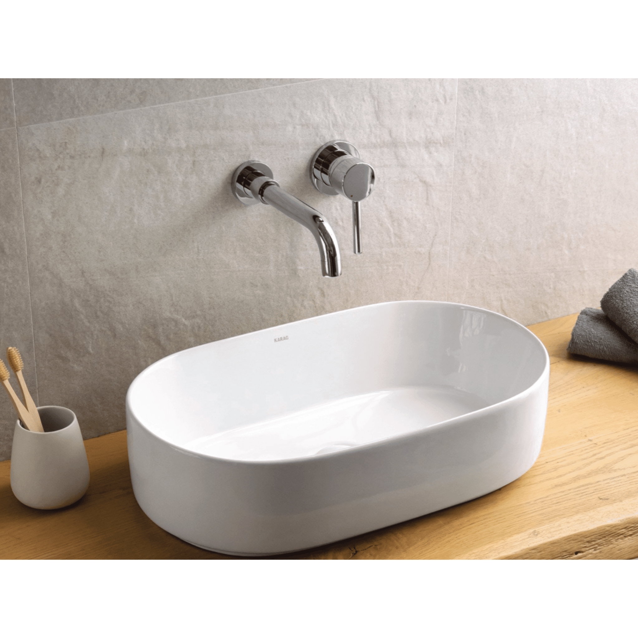 Lavabo D'Appoggio 53x31,5 Cm Karag Bianco Lucido - Dabicasa