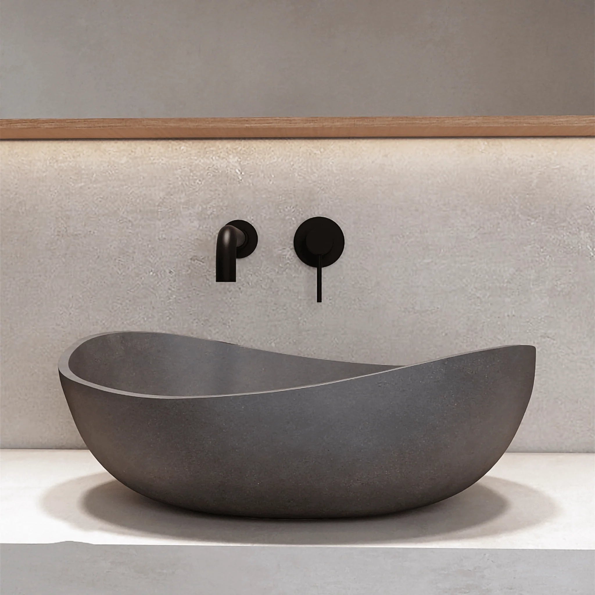 Lavabo D'Appoggio 57x37 Cm Con Piletta Di Scarico Karag "Eris" Cemento - Dabicasa