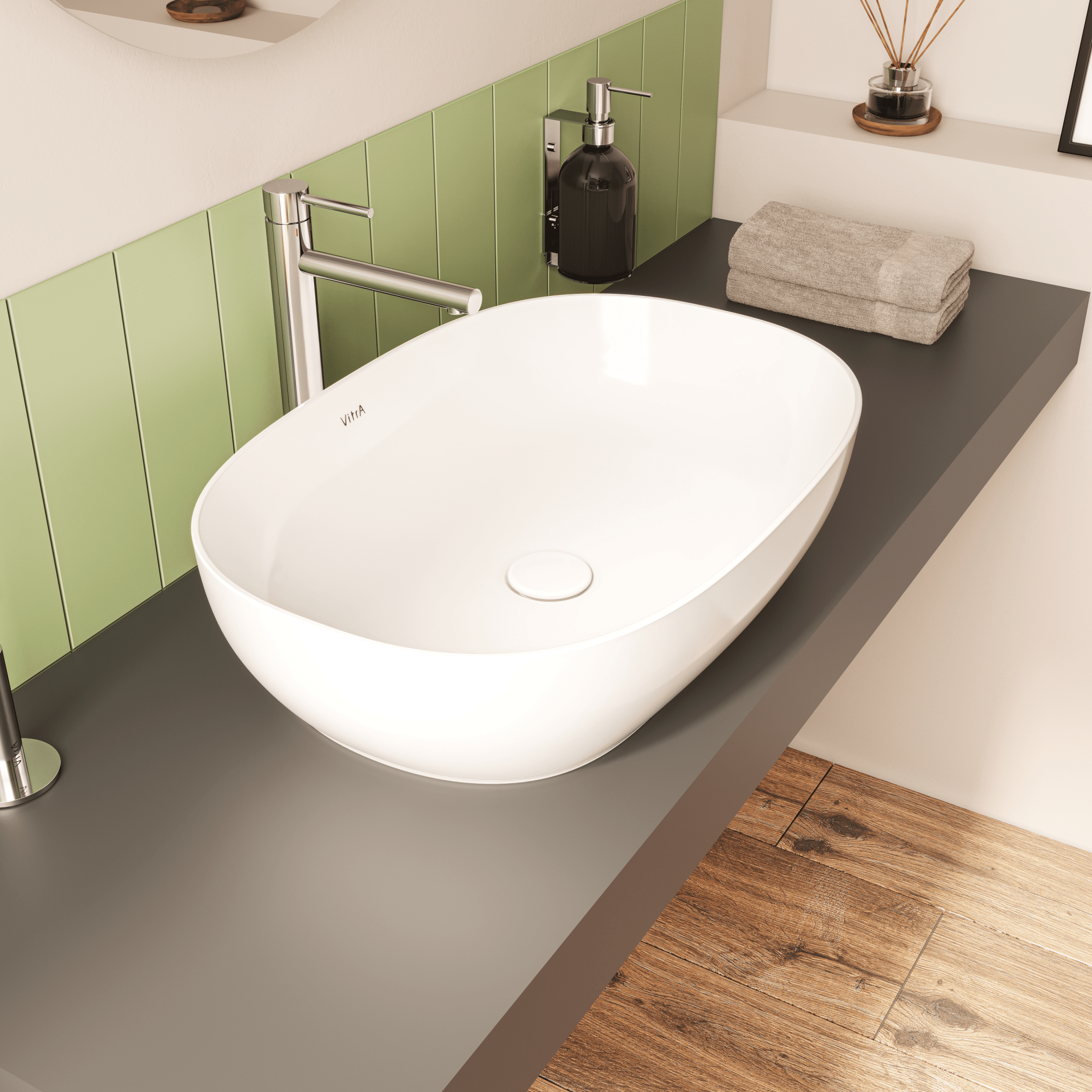 Lavabo D'Appoggio 58x40 Cm Vitra "Outline Catino" Bianco Lucido - Dabicasa