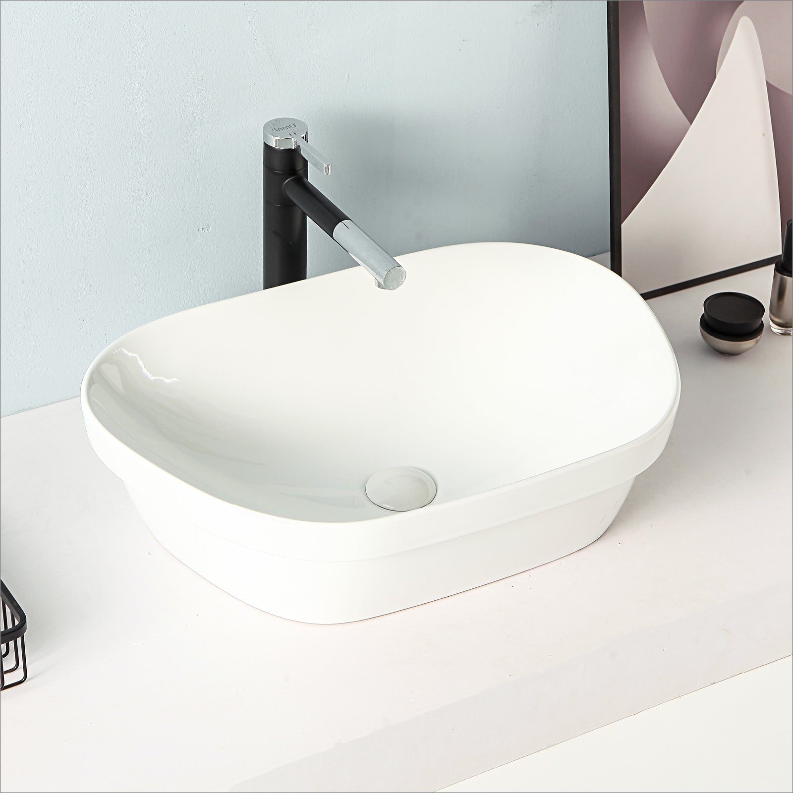 Lavabo D'Appoggio 58x40,5 Cm Rubicer "Break The Rules" Bianco Lucido - Dabicasa