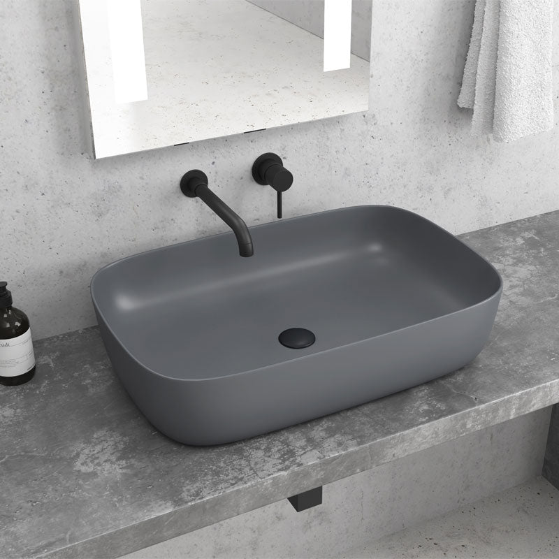 Lavabo D'Appoggio 60x39 Cm Karag Grey Opaco - Dabicasa