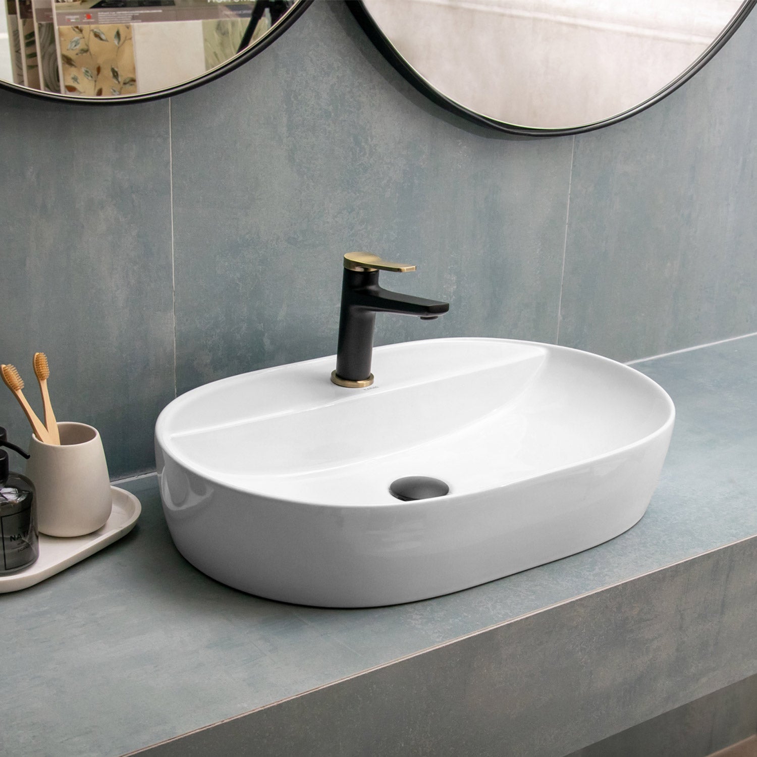 Lavabo D'Appoggio 61x40 Cm Karag Bianco Lucido - Dabicasa