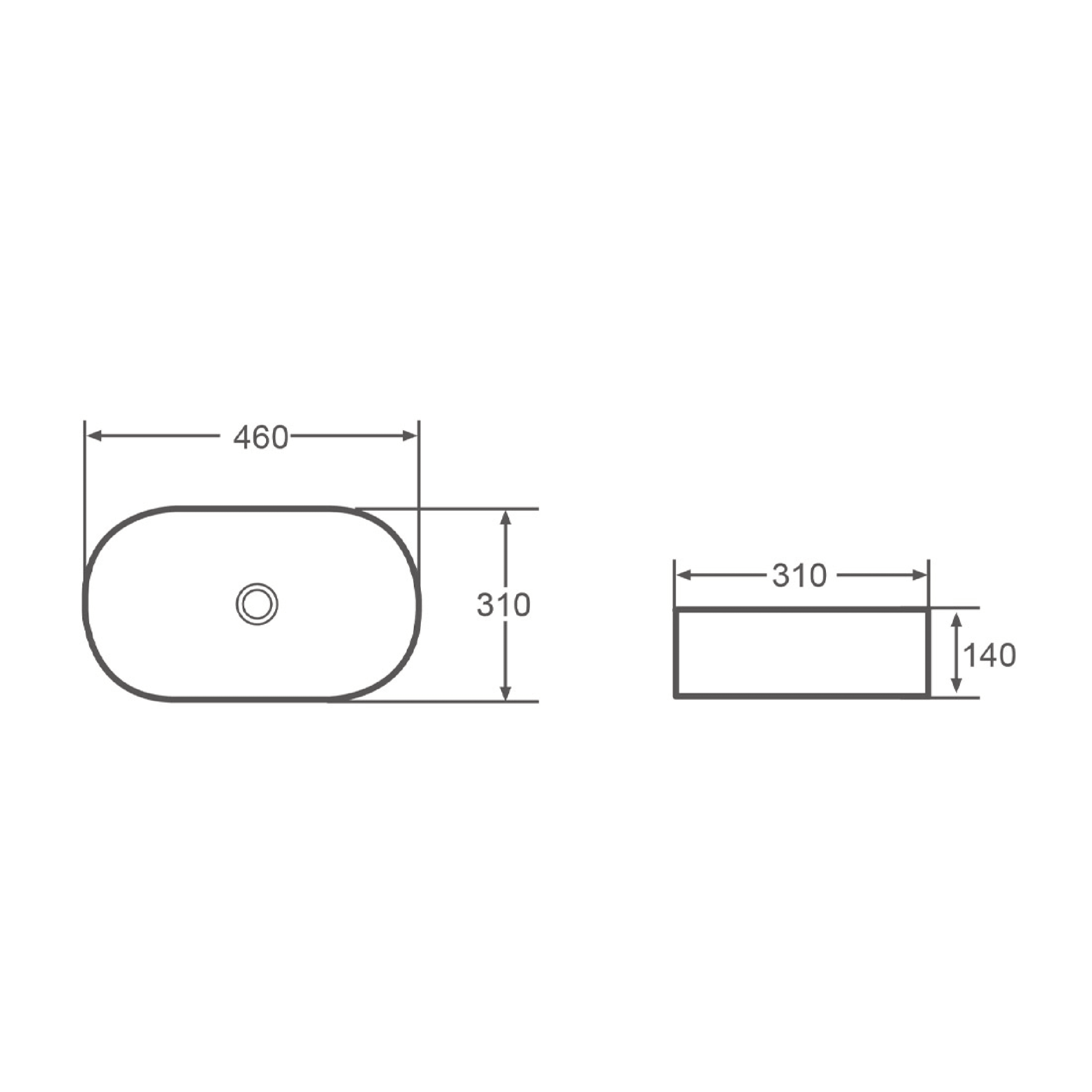 Lavabo D'Appoggio Da 46x31 Cm Finitura Bianco Lucido - Dabicasa