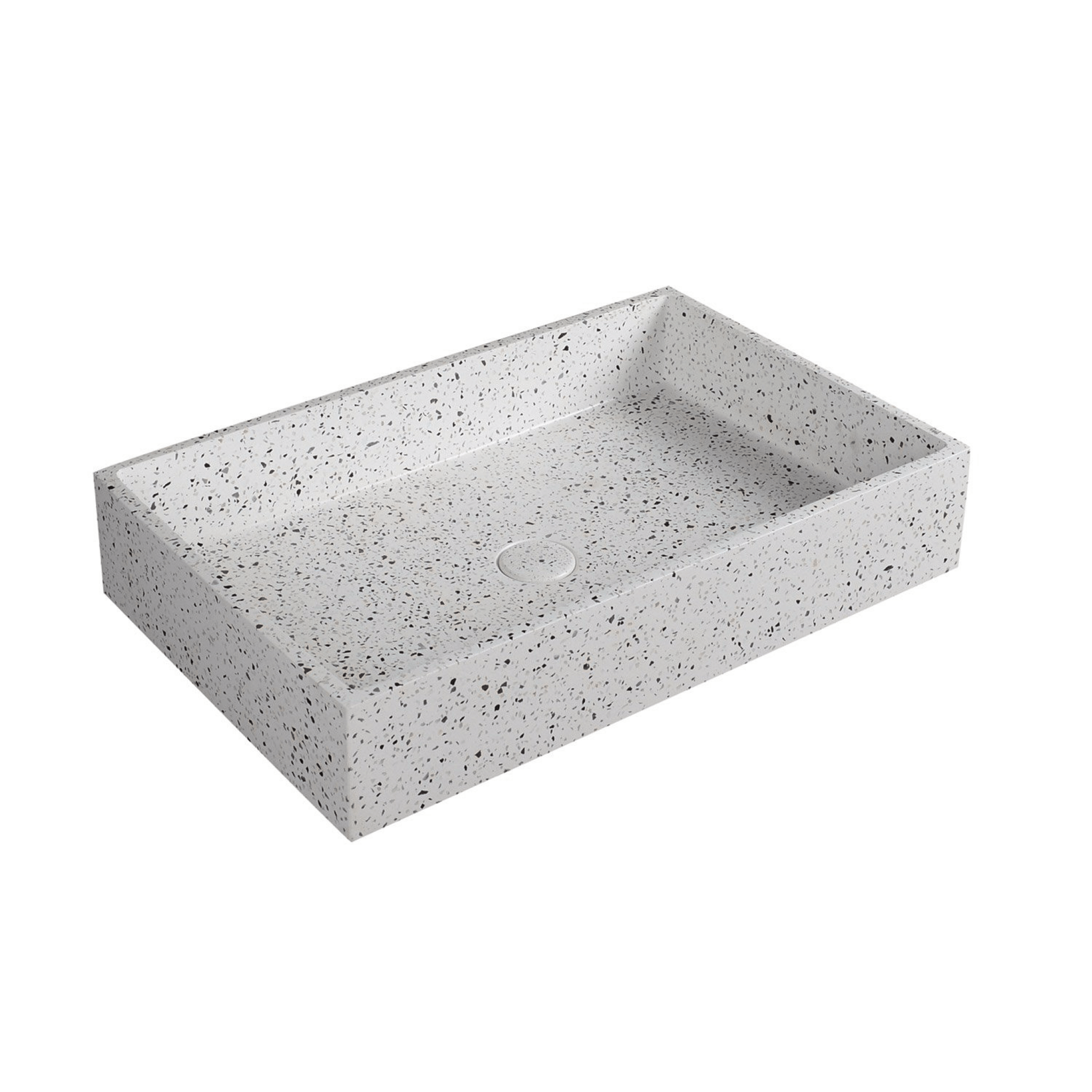 Lavabo D'Appoggio "Dion" Da 60x39 cm Finitura Stracciatella C/Piletta Di Scarico Inclusa - Dabicasa