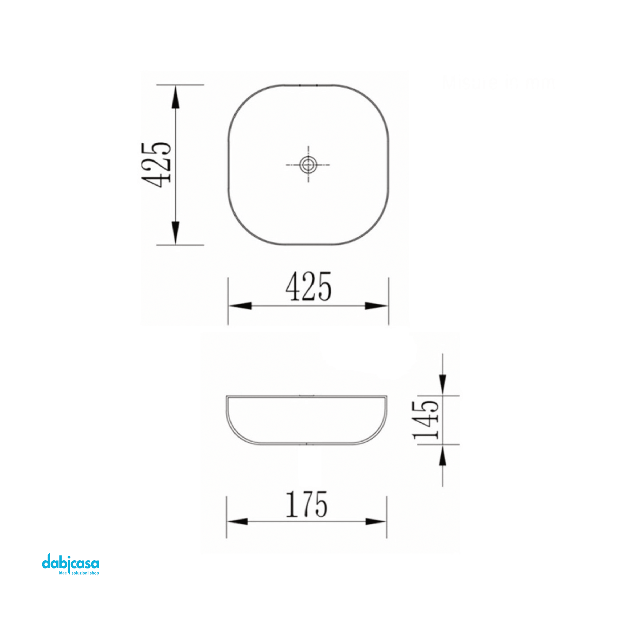 Lavabo D'Appoggio In Ceramica Bianco Lucido da 42,5 cm - Dabicasa