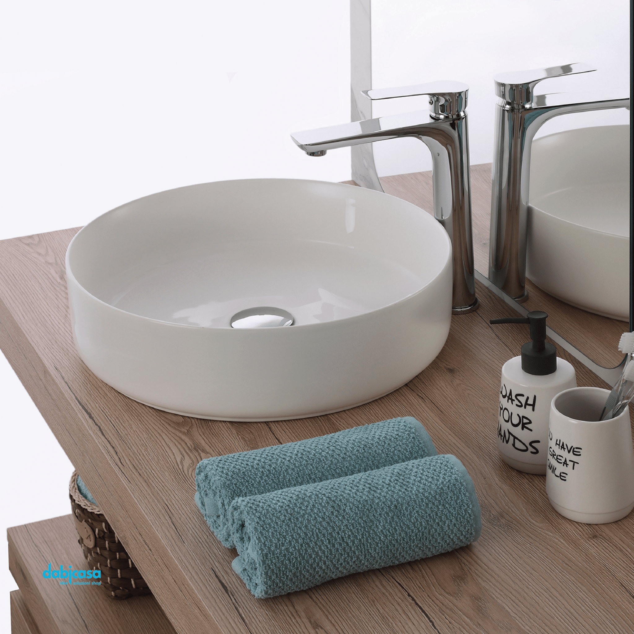 Lavabo D'Appoggio In Ceramica Bianco Lucido Diam. 40 - Dabicasa