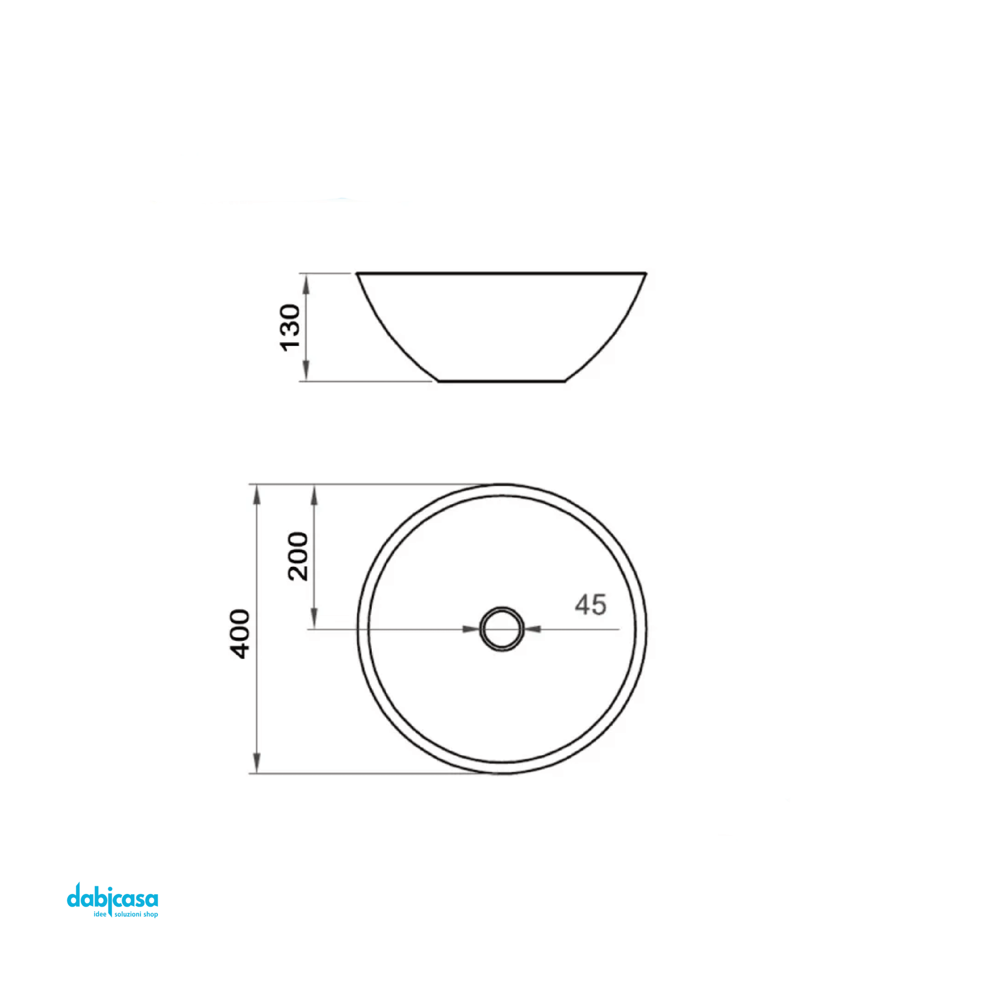 Lavabo D'Appoggio In Ceramica Bianco Lucido Diam.40 - Dabicasa