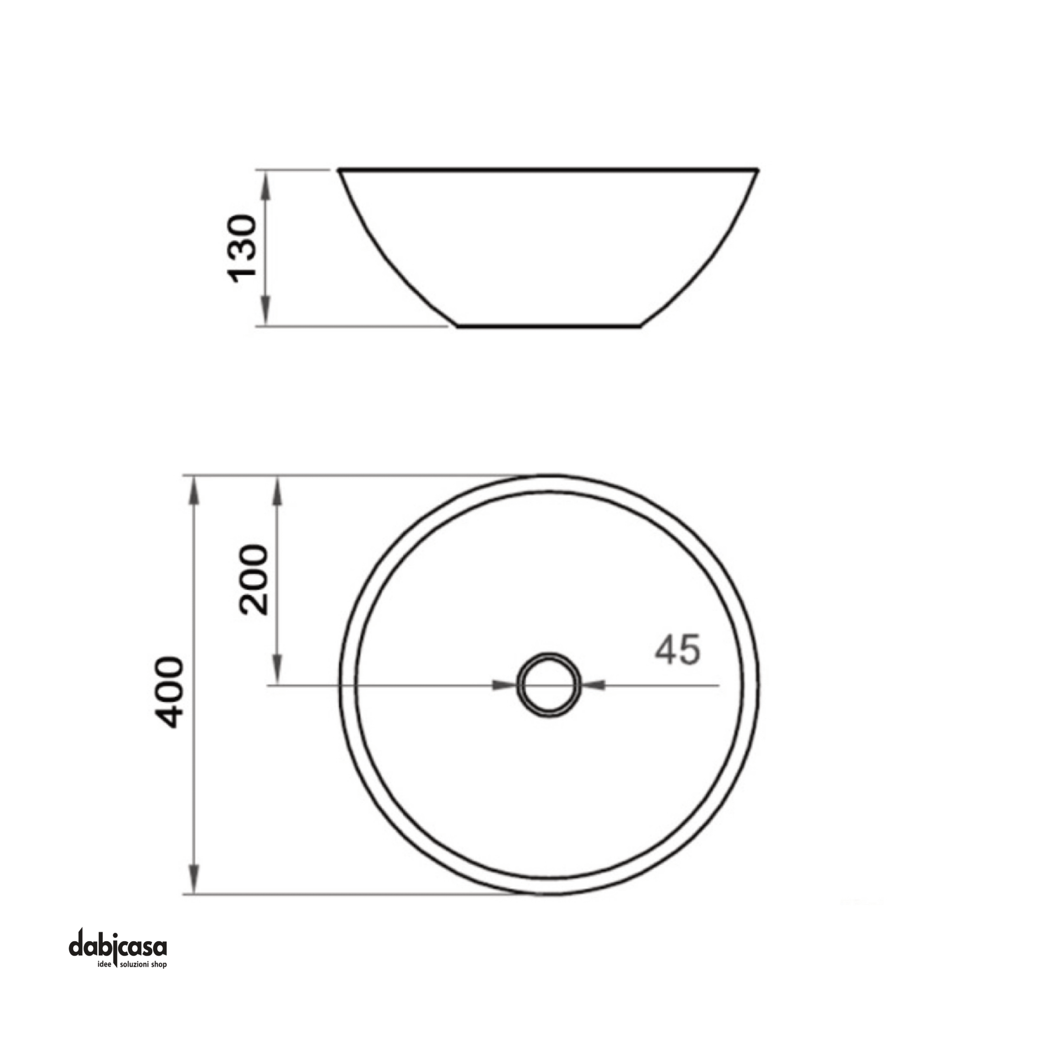 Lavabo D'Appoggio In Ceramica Nero Opaco Diam.40 - Dabicasa