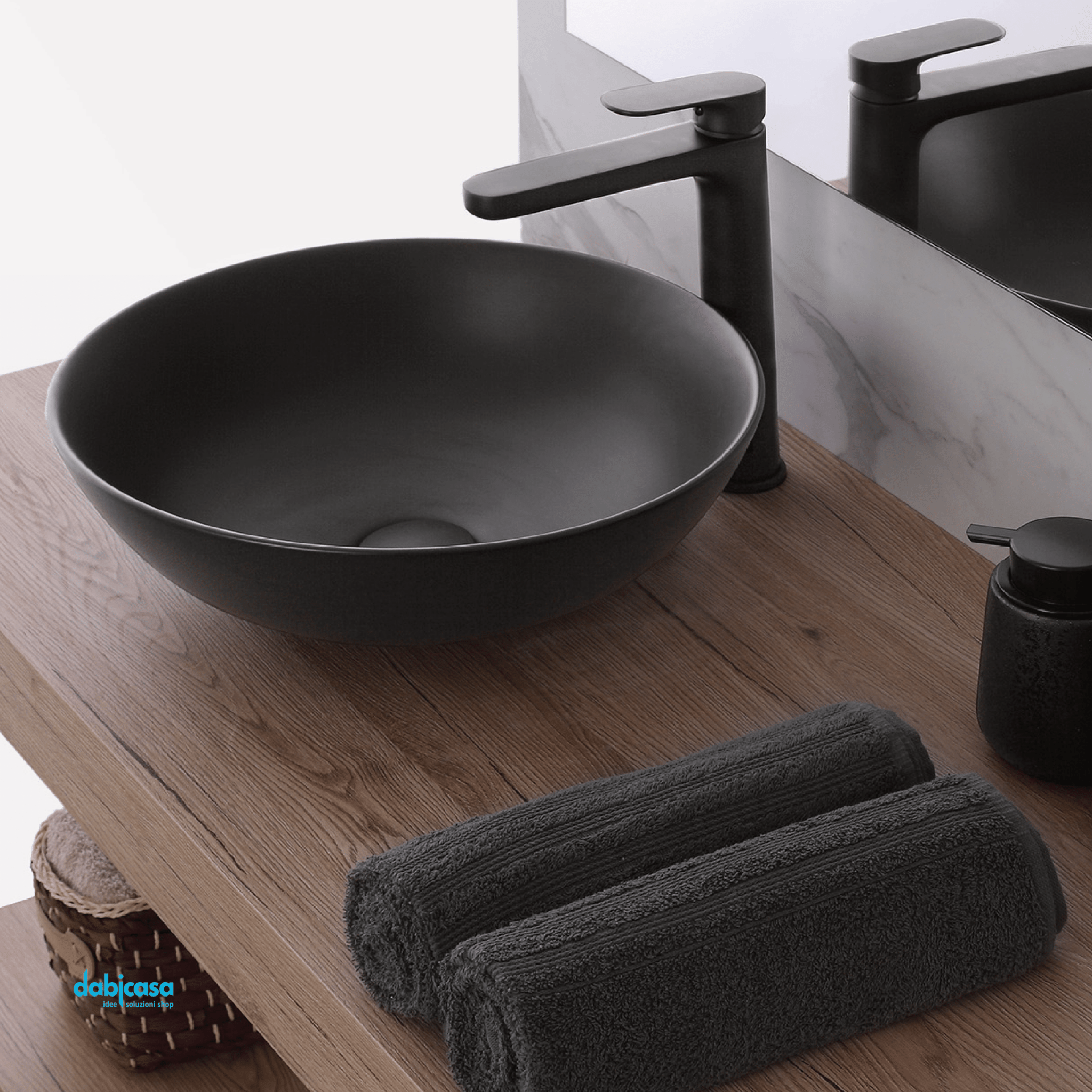 Lavabo D'Appoggio In Ceramica Nero Opaco Diam.40 - Dabicasa