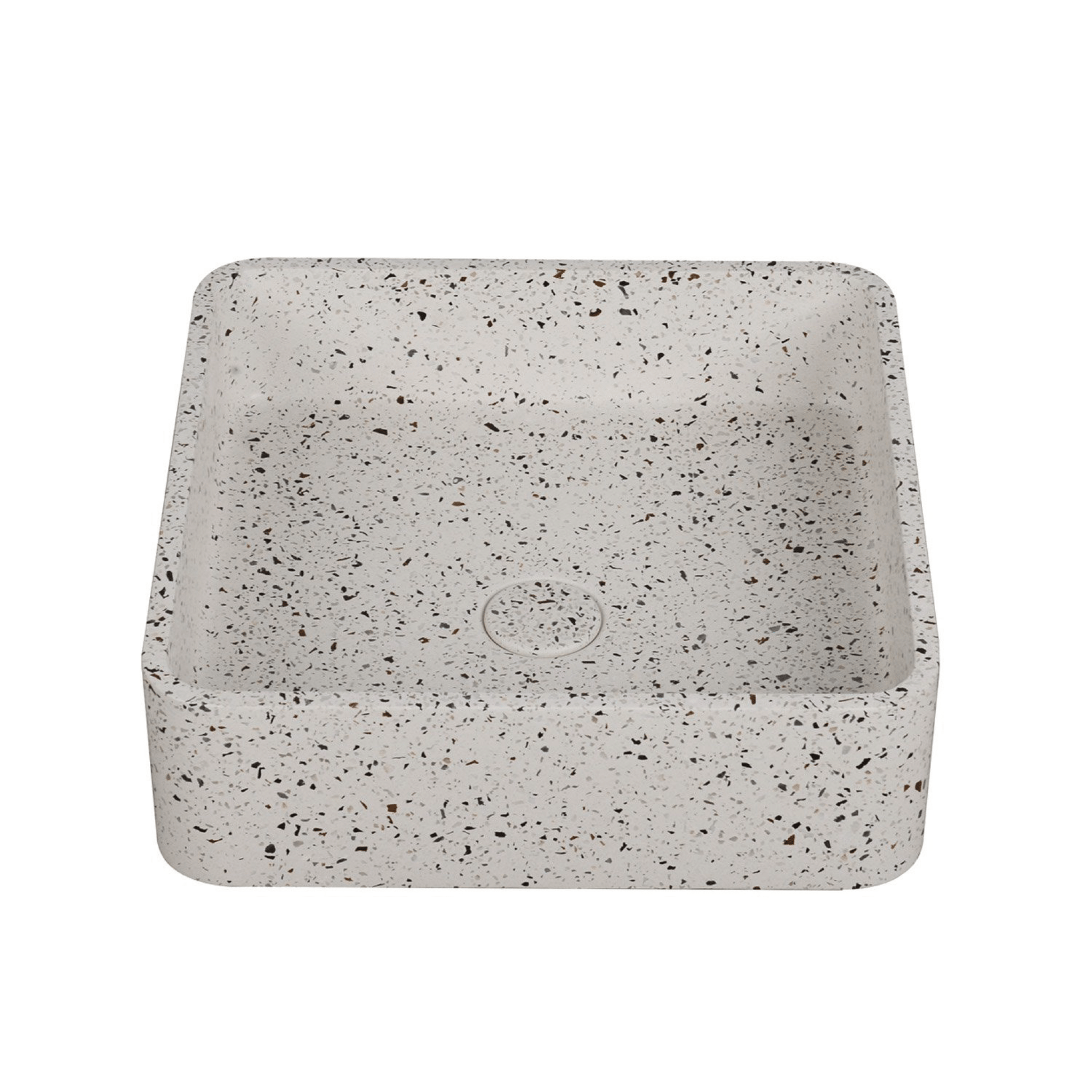 Lavabo D'Appoggio "Ira" Da 39x39 cm Finitura Stracciatella C/Piletta Di Scarico Inclusa - Dabicasa