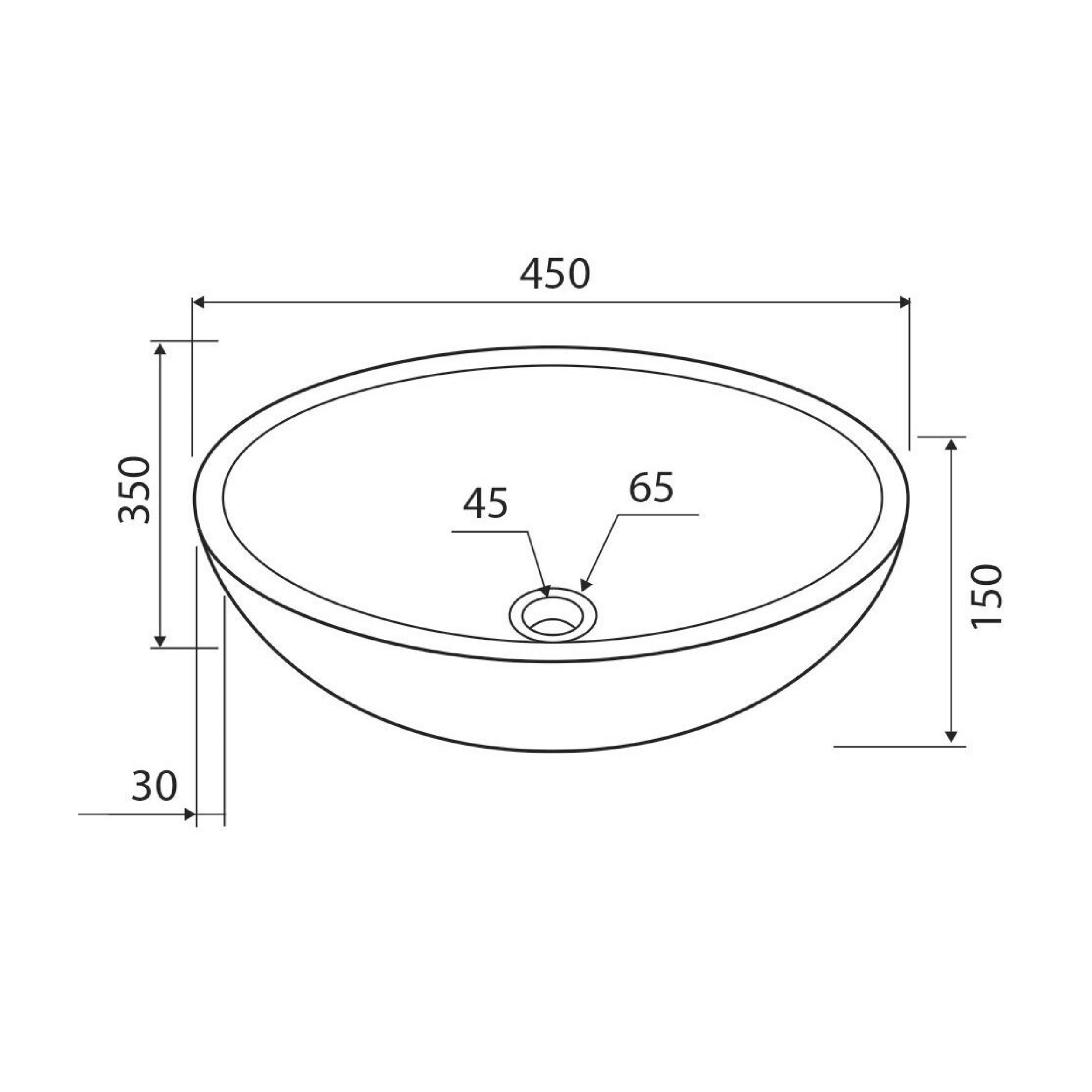 Lavabo D'Appoggio "Leonor" Da 45x35 Cm Finitura Smooth Nero - Dabicasa