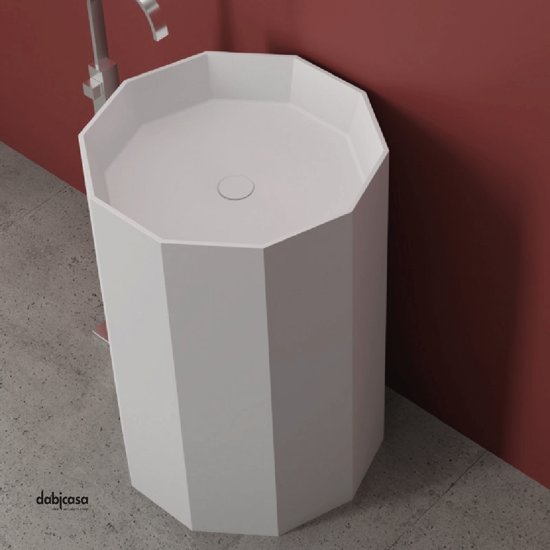 Lavabo Freestanding Decangolare "Howland" In ArtStone Finitura Bianco Opaco - Dabicasa