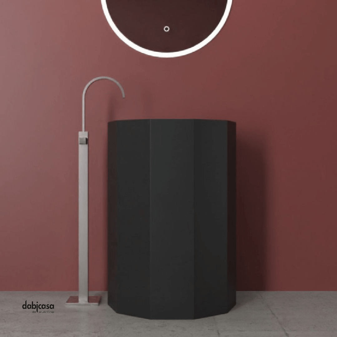 Lavabo Freestanding Decangolare "Howland" In ArtStone Finitura Nero Opaco - Dabicasa