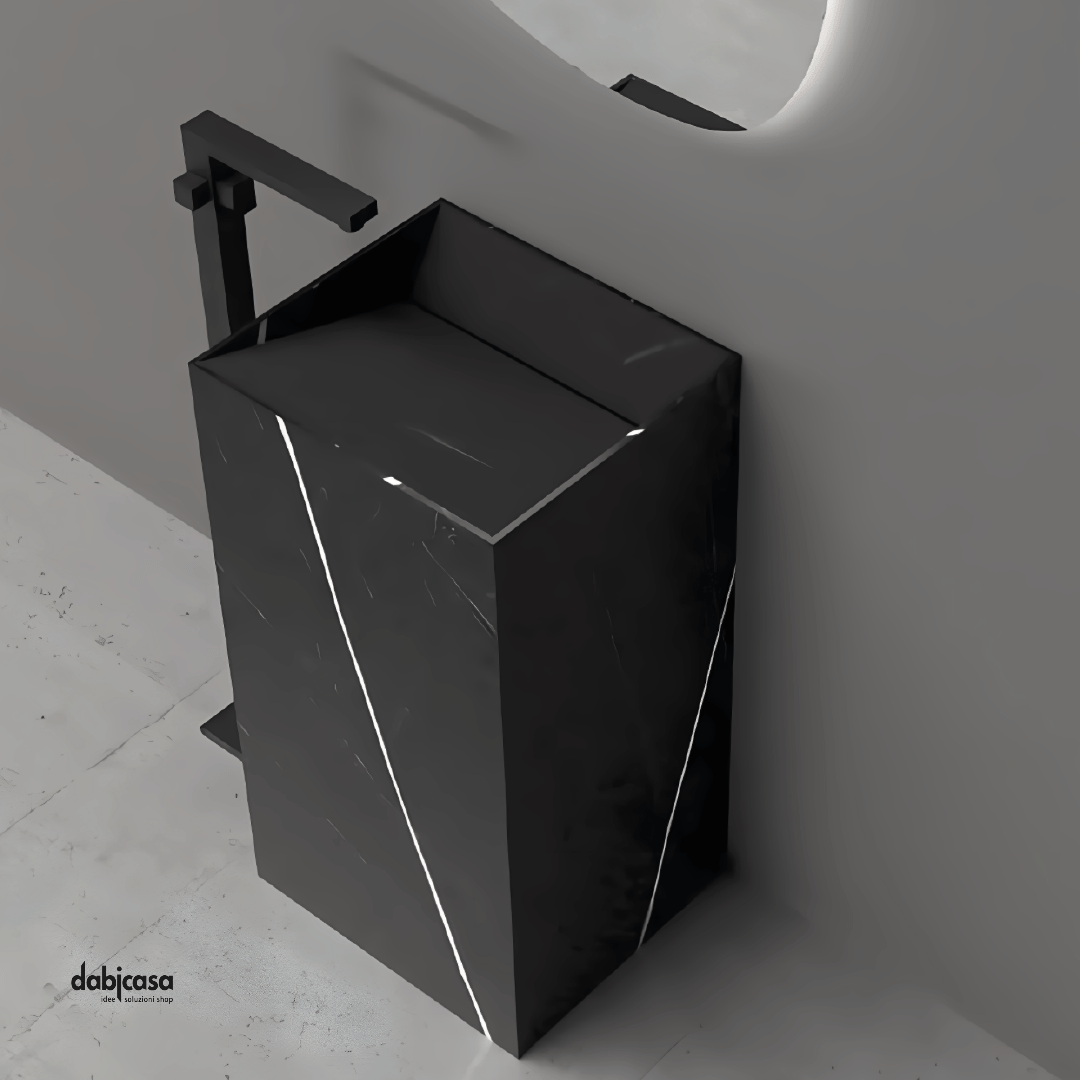 Lavabo Freestanding In ArtStone Finitura Nero/Bianco Venato - Dabicasa