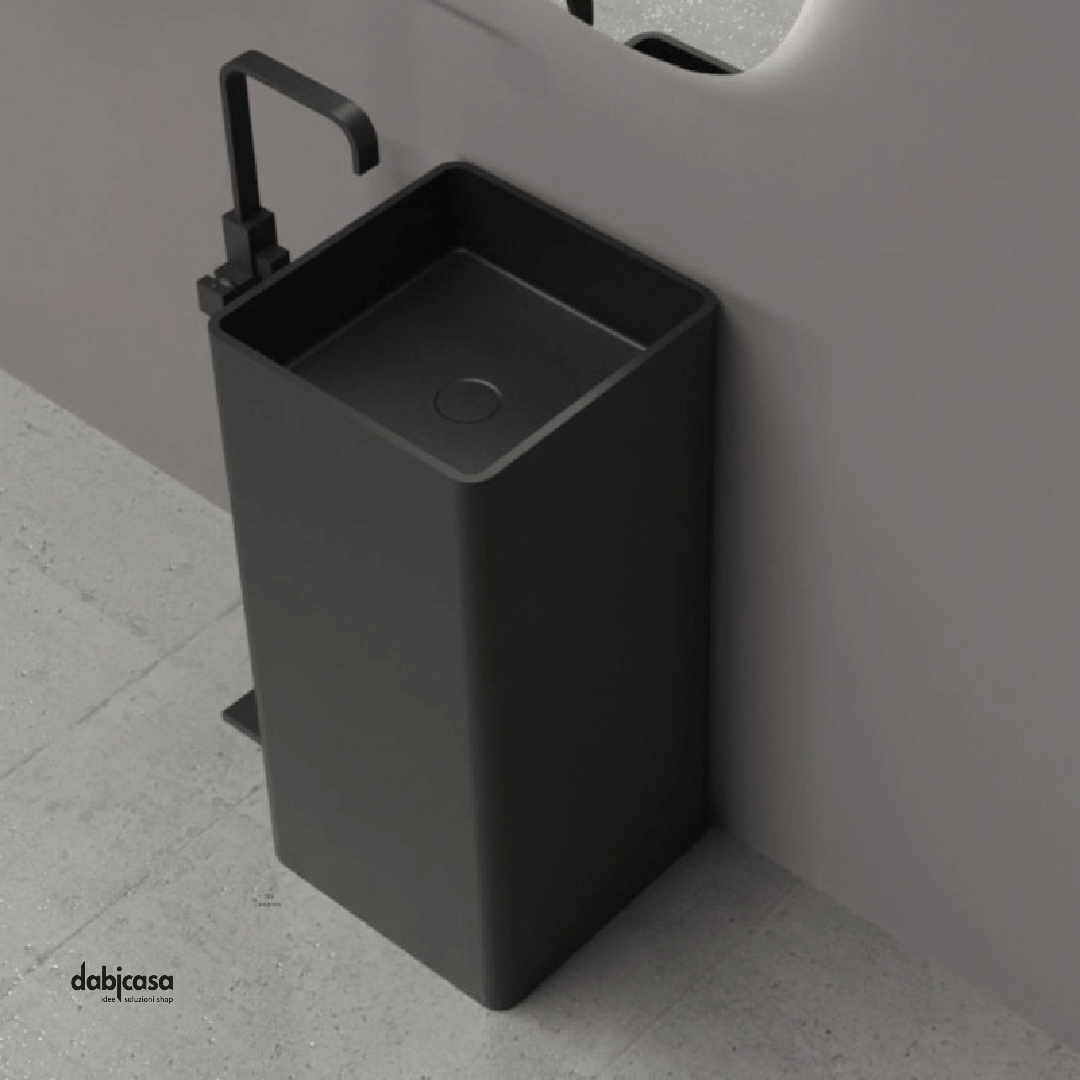 Lavabo Freestanding Quadrato "Zuri" In ArtStone Finitura Nero Opaco - Dabicasa