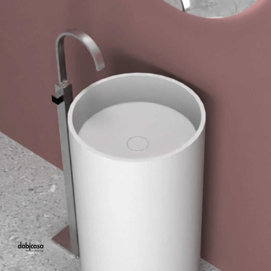 Lavabo Freestanding Tondo "Isto" In ArtStone Finitura Bianco Opaco - Dabicasa