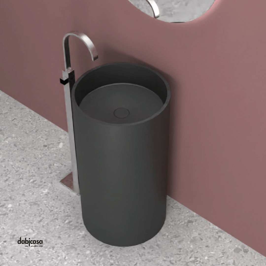 Lavabo Freestanding Tondo "Isto" In ArtStone Finitura Nero Opaco - Dabicasa