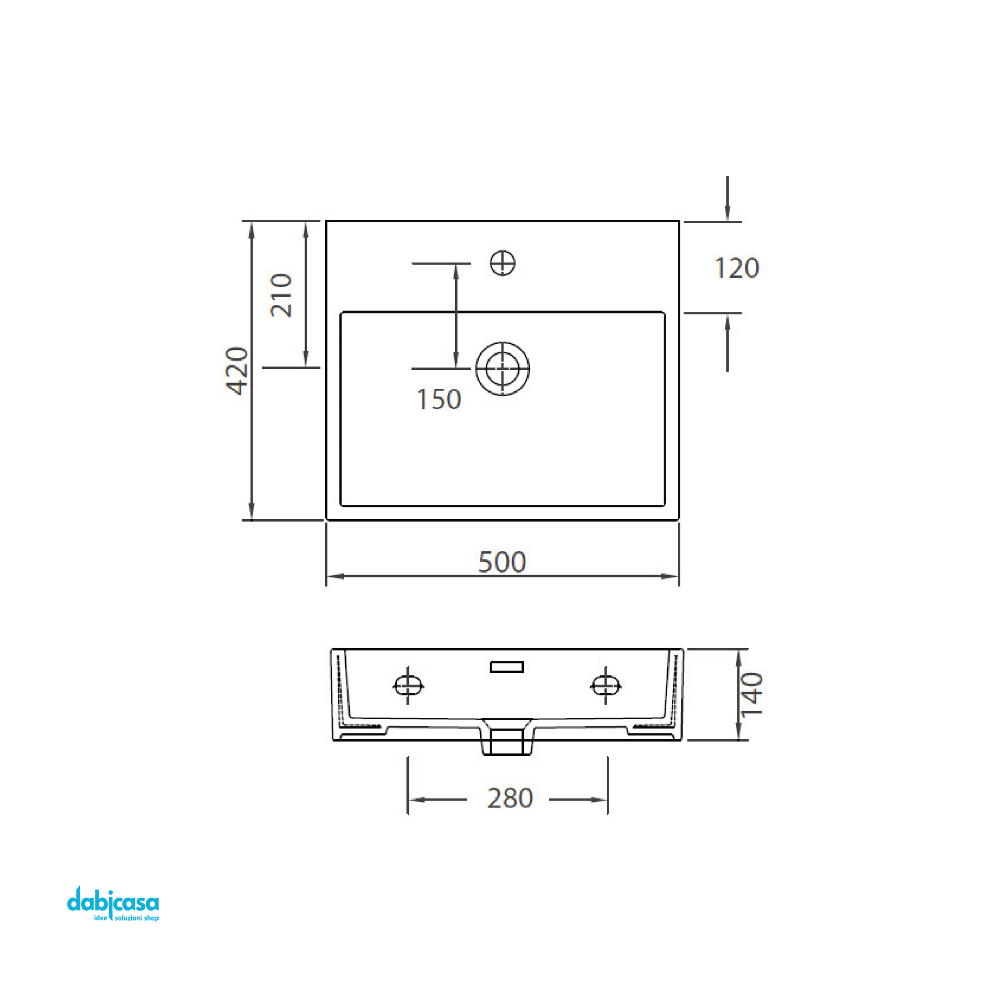 Lavabo Sospeso "Daphne" Da 50x42 Cm Finitura Bianco Lucido - Dabicasa