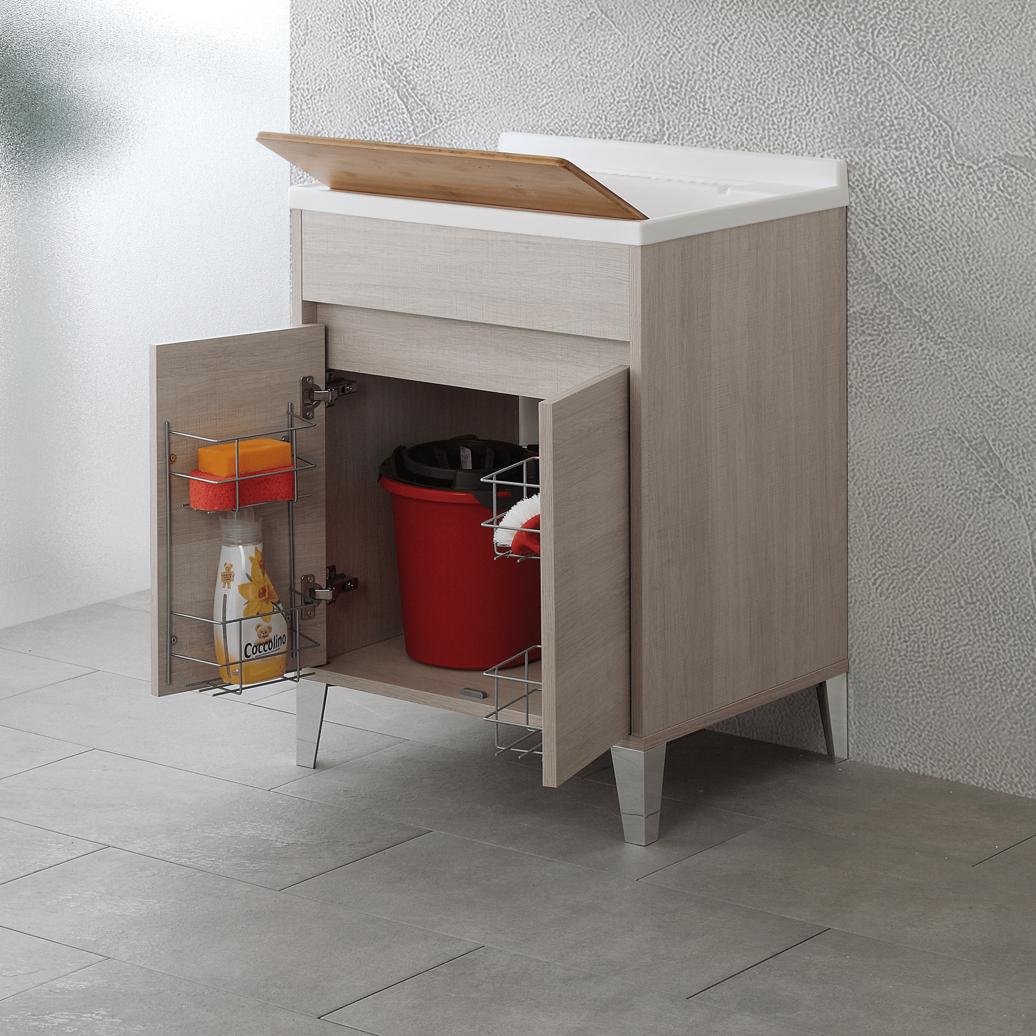 Lavatoio a Terra 60x50 Due Ante Feridras "Mondo 2.0" Rovere Chiaro - Dabicasa