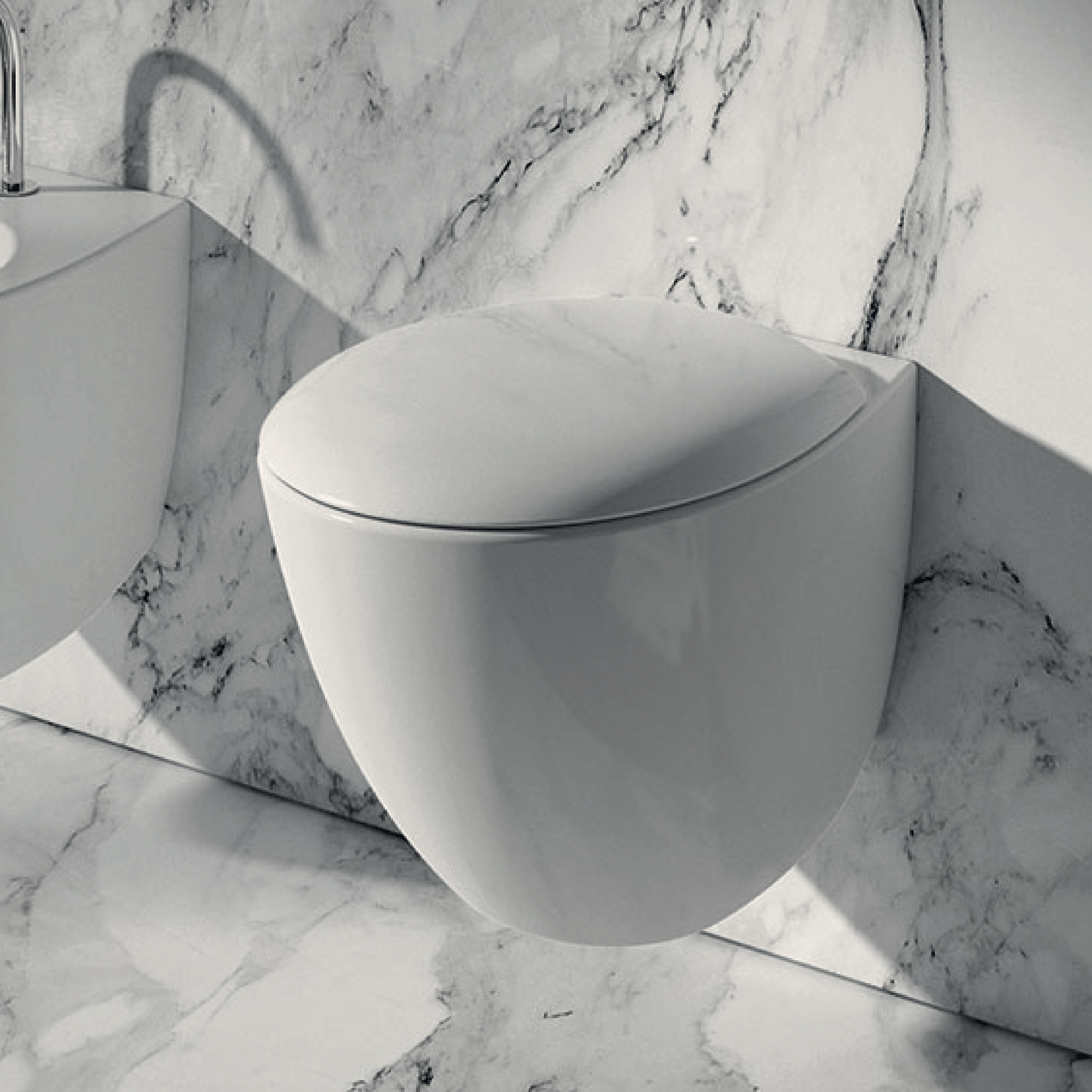 Wc Sospeso Domus Falerii "Mascalzone" Bianco Lucido