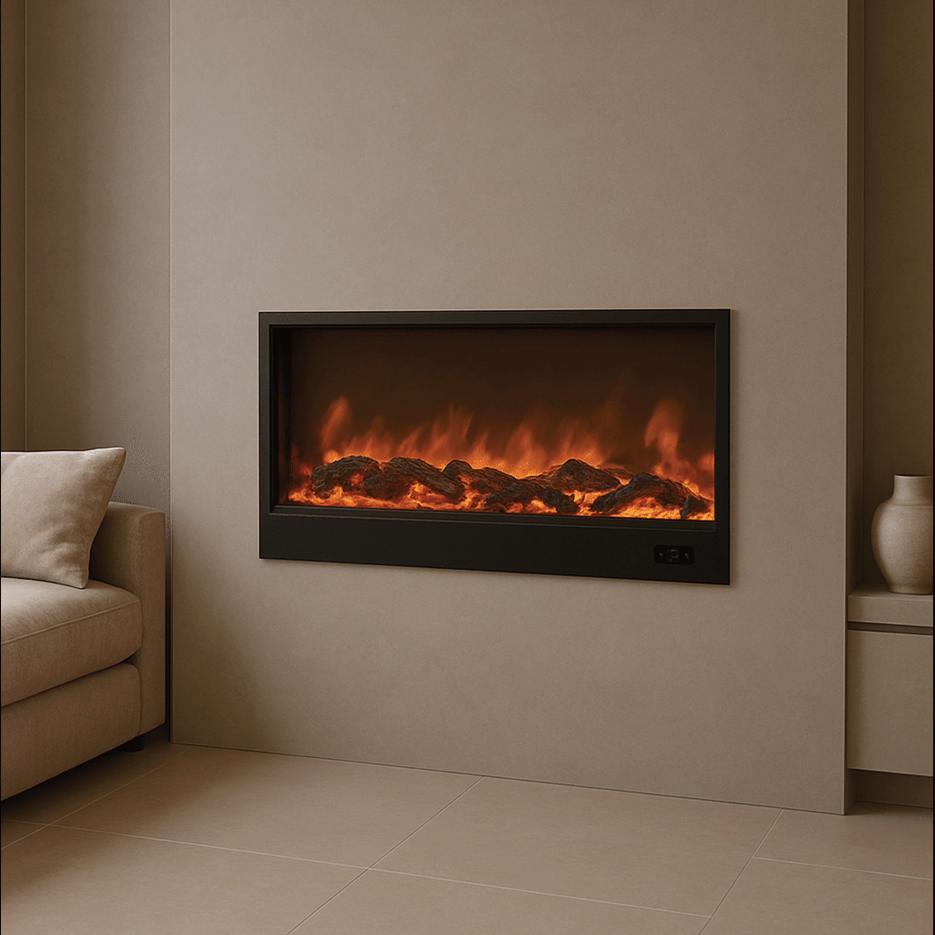 Camino Elettrico Ad Incasso/D'Appoggio Da 108 Cm Sined "Ispica" Nero