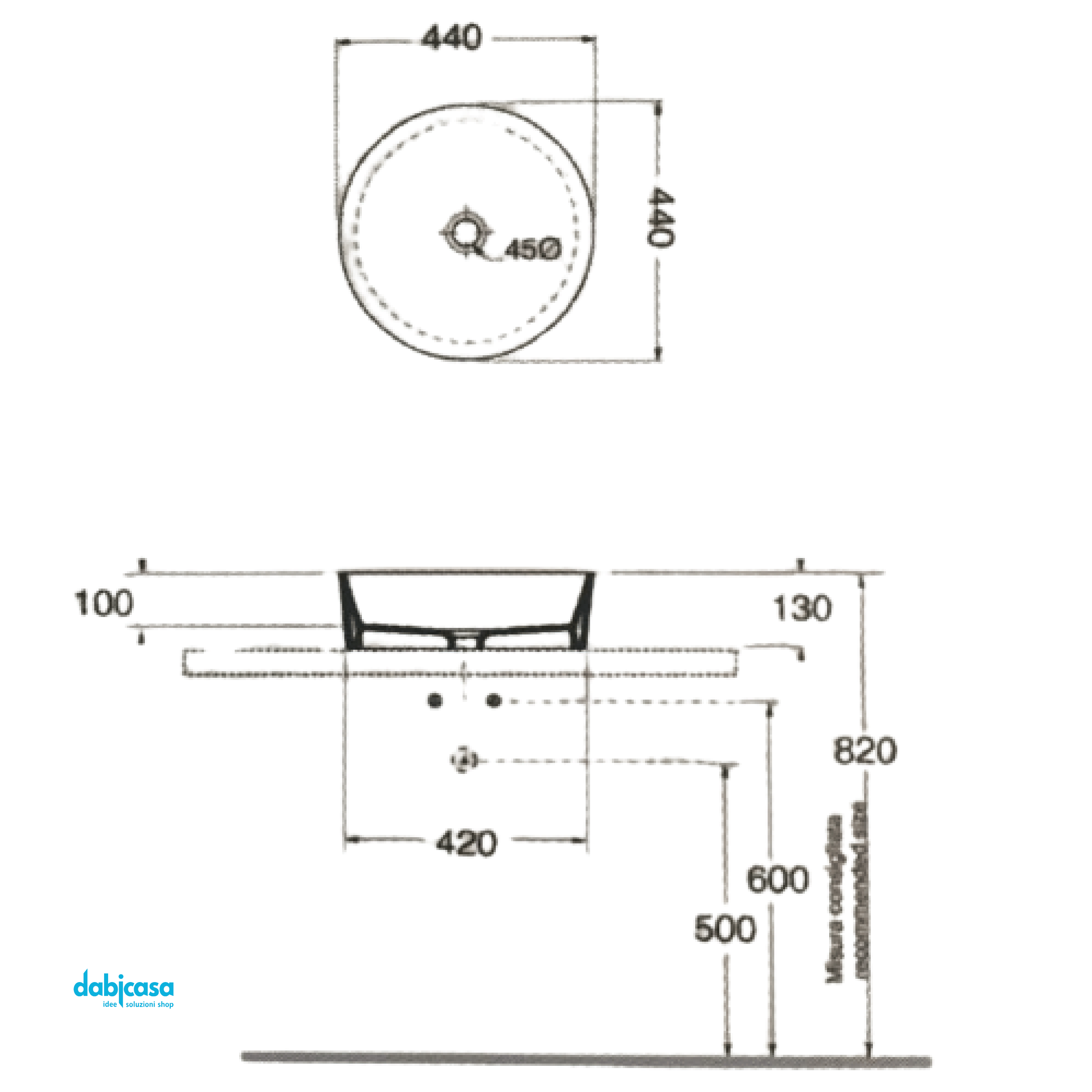 Lavabo Appoggio "Oasi" Tondo 44cm