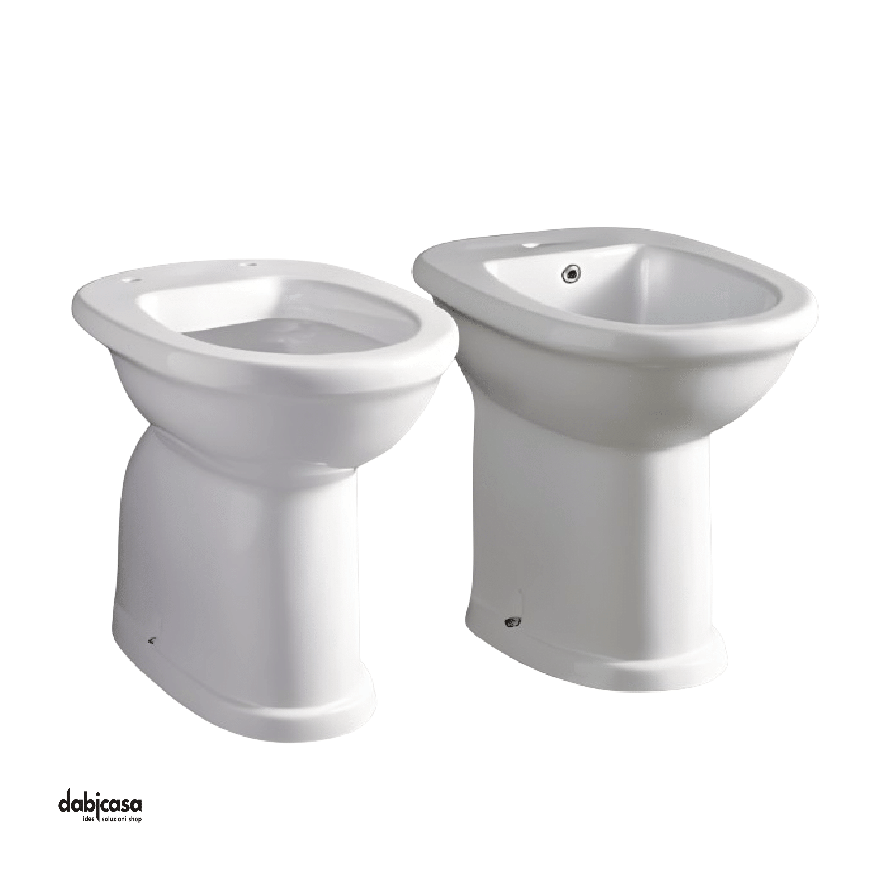 Alice Ceramica "Vaso Accessibile" Coppia di Sanitari Da Terra Filoparete Da H 50 Cm C/Scarico a Parete Bianco Lucido