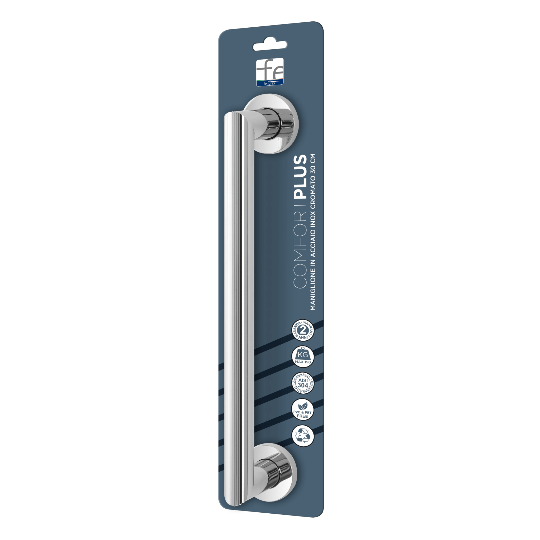 Maniglione Di Sostegno 30 Cm "Comfort Plus" Inox Cromato - Dabicasa