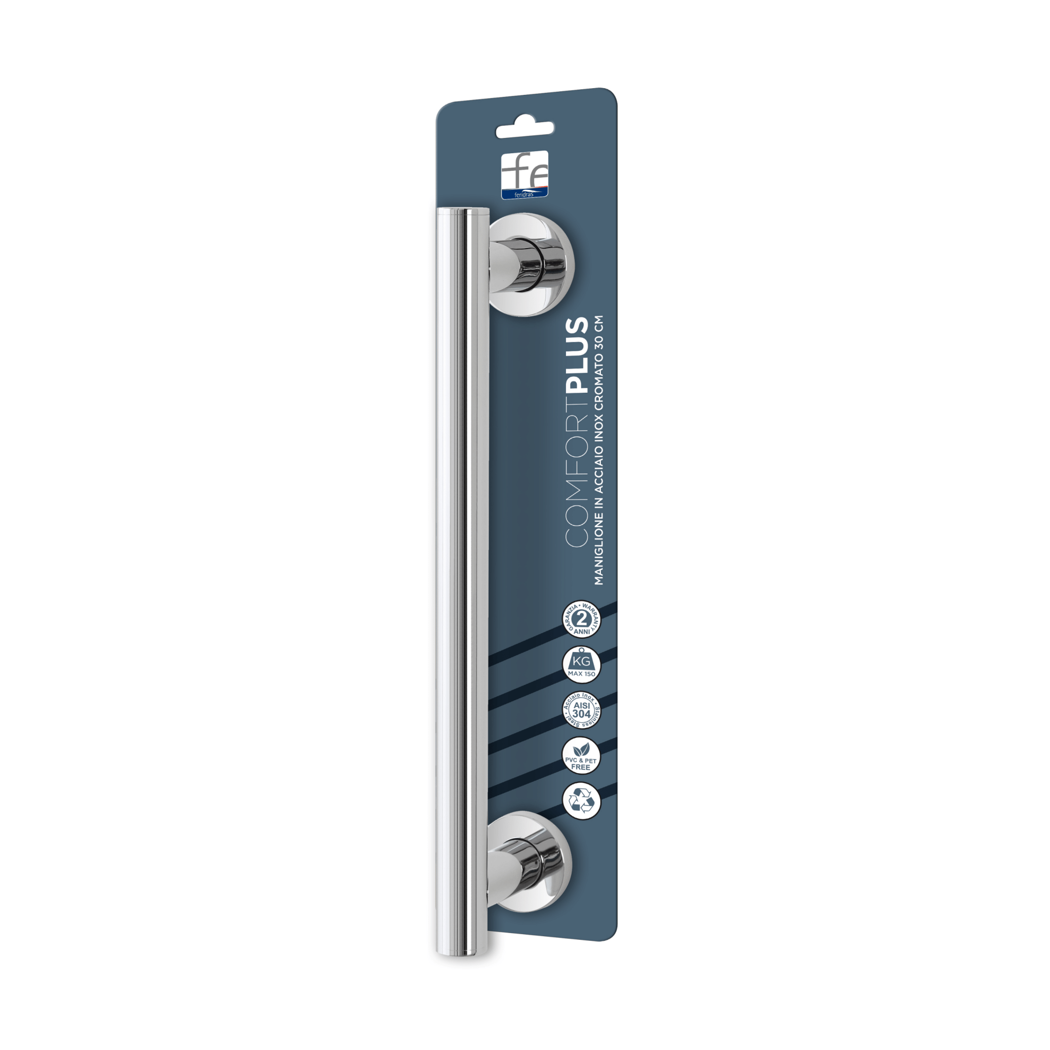 Maniglione Di Sostegno 30 Cm "Comfort Plus" Inox Cromato - Dabicasa