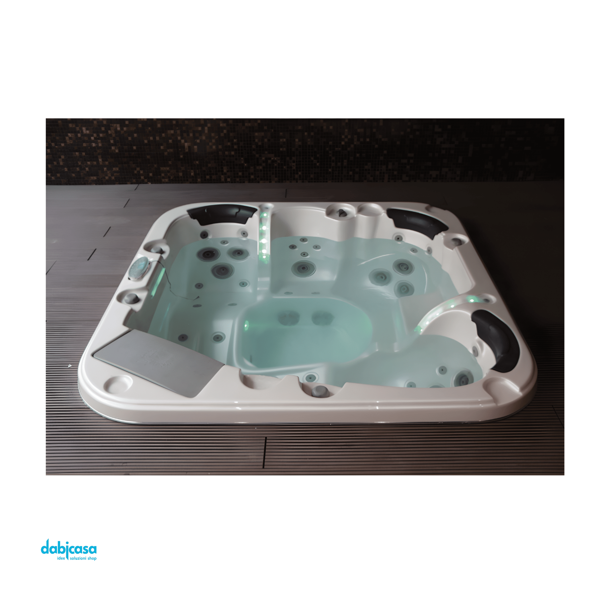 Mini Piscina "Wasaga" Da 191x191 Cm Interno Midnight Opal Rivestimento Esterno Grey - Dabicasa