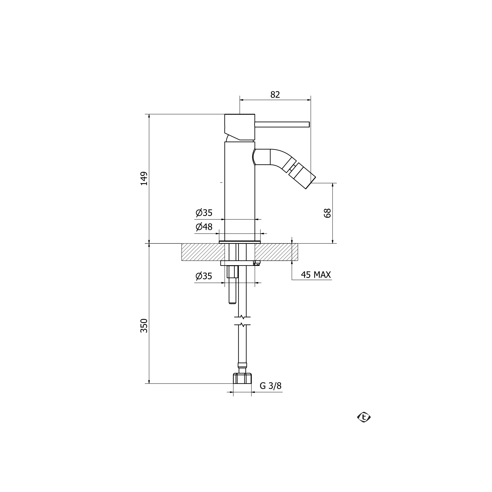 Miscelatore Bidet Con Scarico Teorema Rubinetteria "Jabil 25" Nero Opaco - Dabicasa