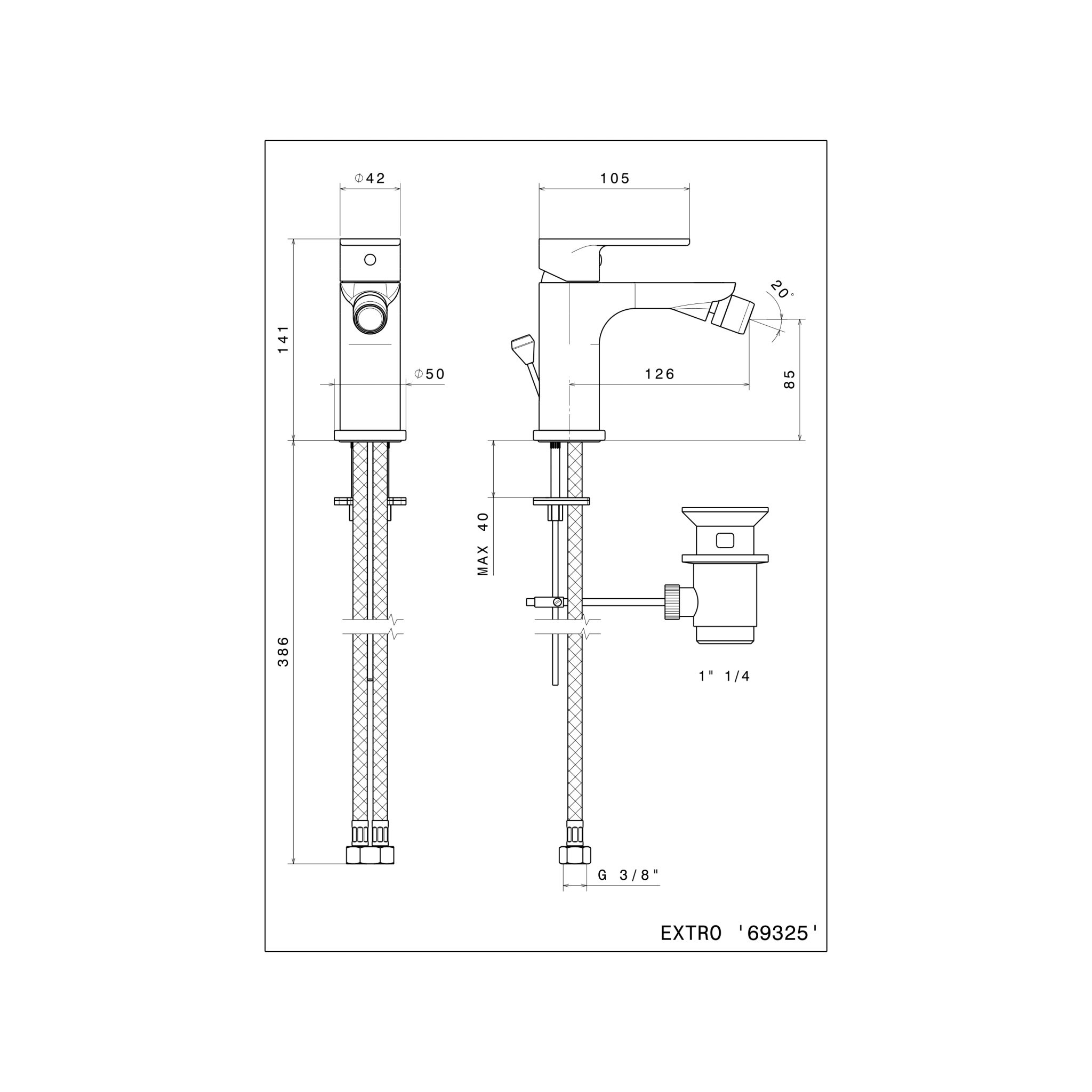 Miscelatore Bidet Monoforo Con Scarico NewForm "Extro" Cromo Lucido - Dabicasa