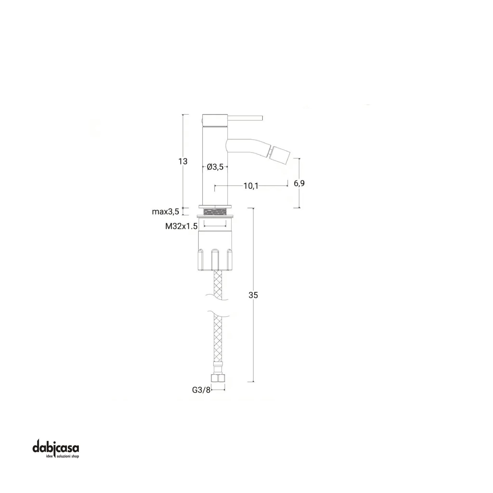 Miscelatore Bidet "Steel" In Acciaio Inox 316L Spazzolato Senza Scarico - Dabicasa