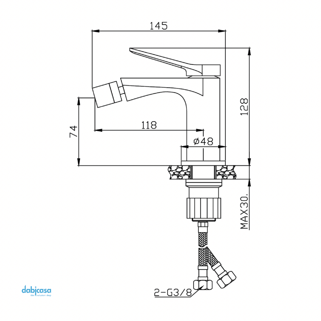 Miscelatore Bidet "Up" In Ottone Finitura Cromo Lucido S/Scarico - Dabicasa