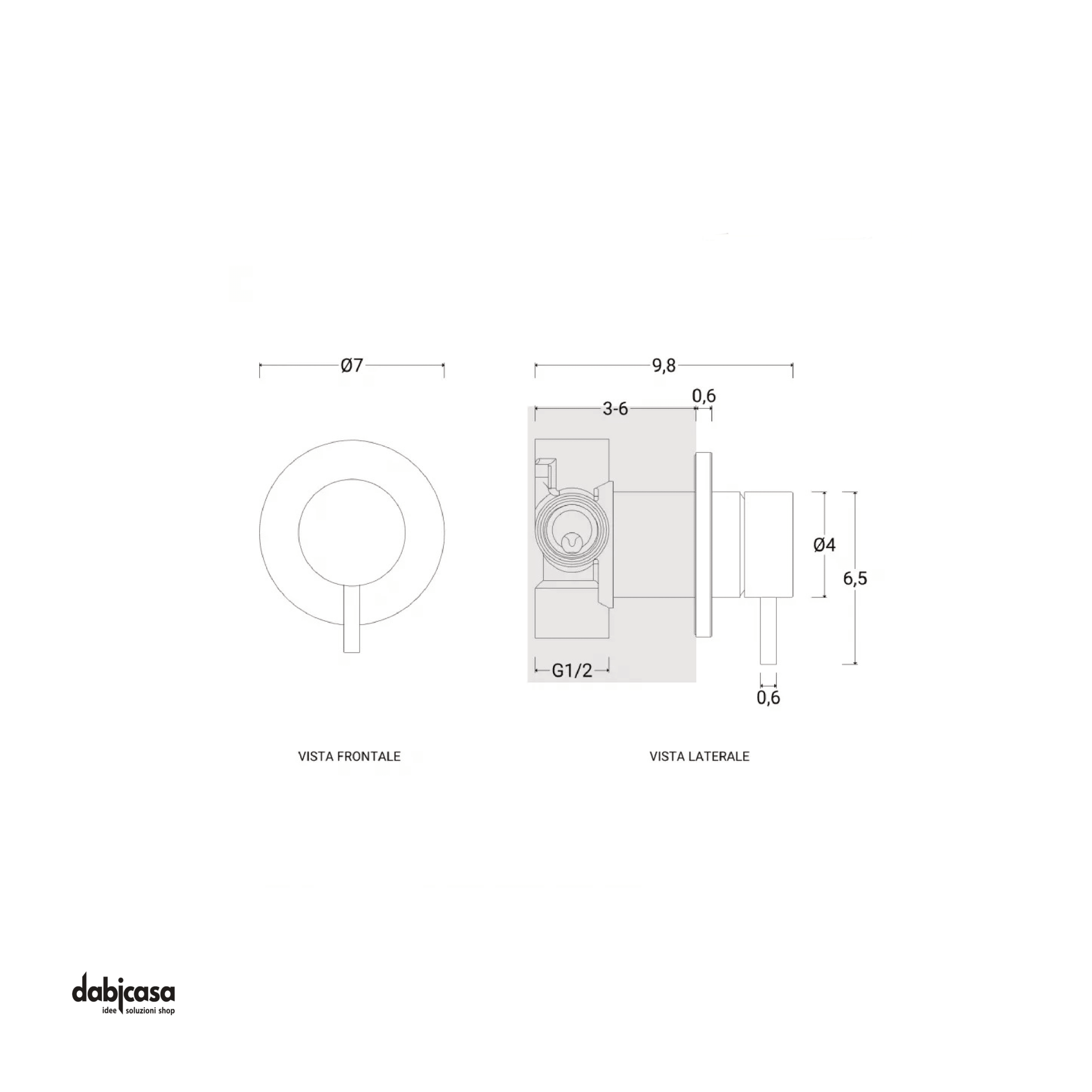 Miscelatore Doccia "Steel" 1 Uscita In Acciaio Inox 316L Spazzolato Con Parte Interna - Dabicasa