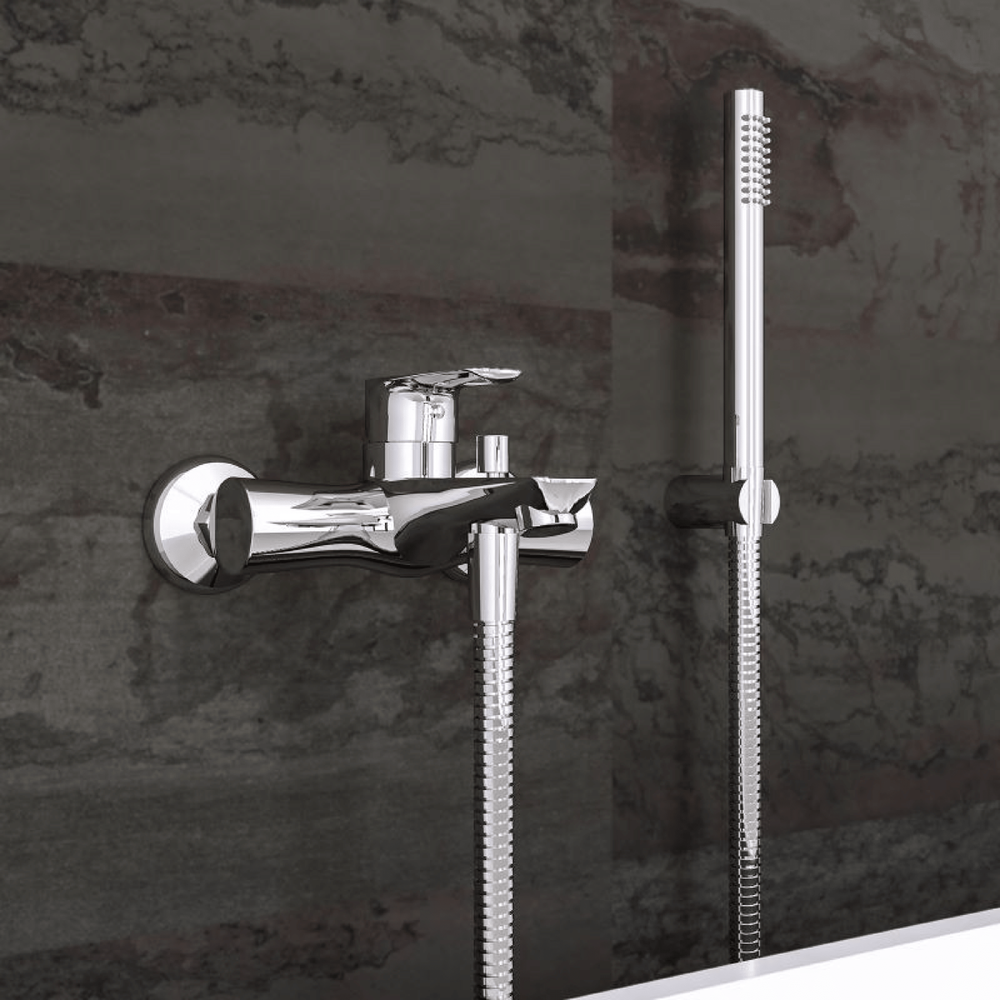 Miscelatore Esterno Vasca Con Kit Doccia e Deviatore a 2 Vie Ercos "EcoStyle" Cromo Lucido - Dabicasa