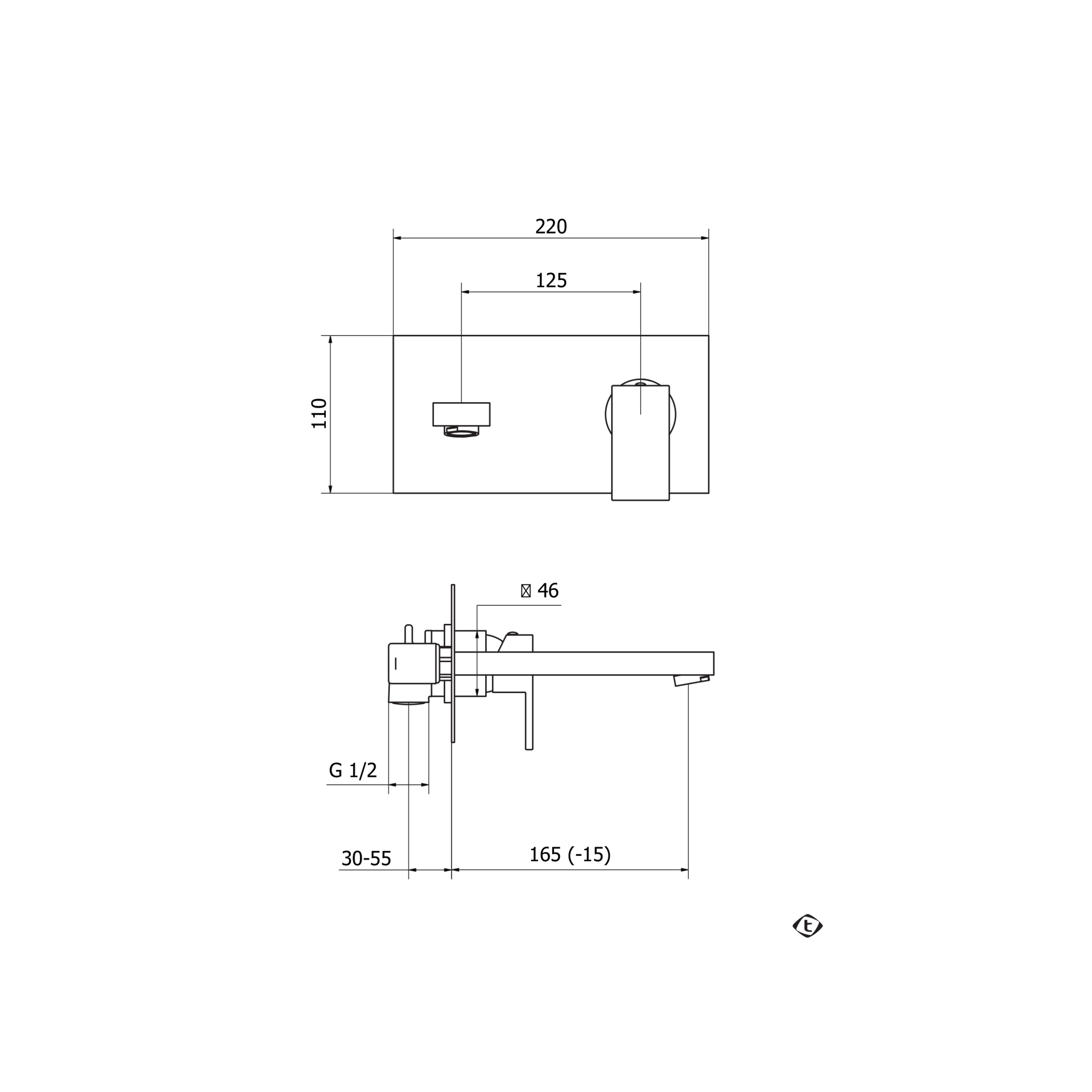 Miscelatore Lavabo a Parete Con Bocca Di Erogazione 18 Cm Teorema Rubinetteria "Pillar" Cromo Lucido - Dabicasa